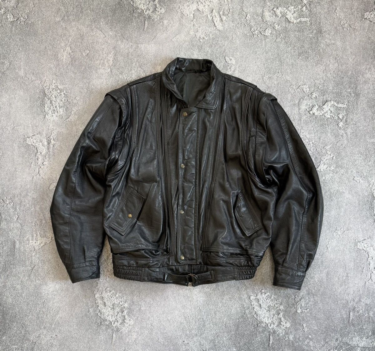 Vintage Leather L aviator bomber pilot jacket transformer vest coat Size US L / EU 52-54 / 3 - 5 Thumbnail