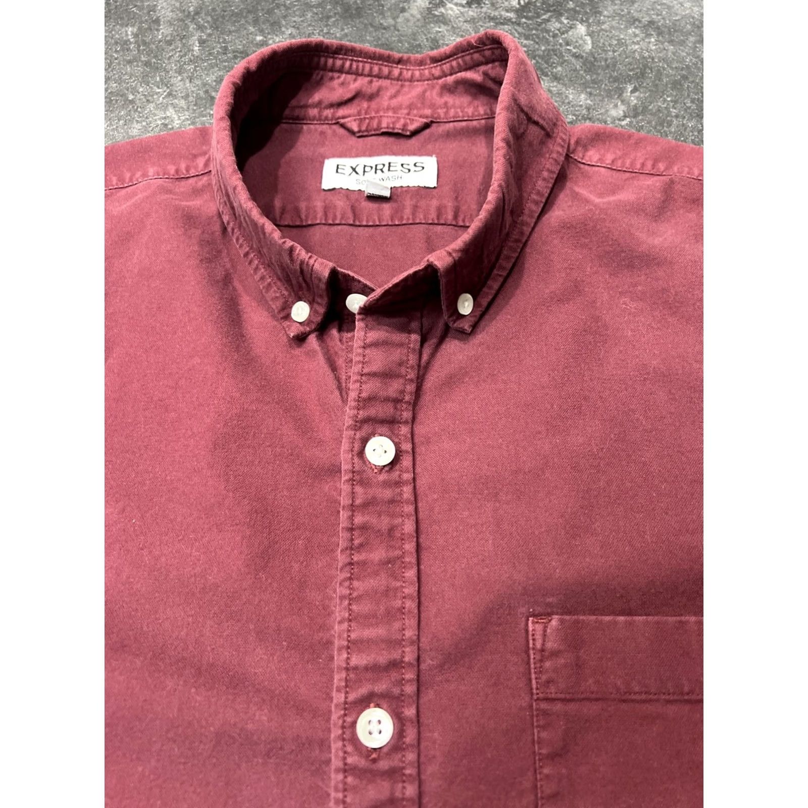Express Express Button-Up Shirt Men XL Maroon Cotton Woven Long Sleeve Collared Button-Down Casual Size US XL / EU 56 / 4 - 3 Thumbnail