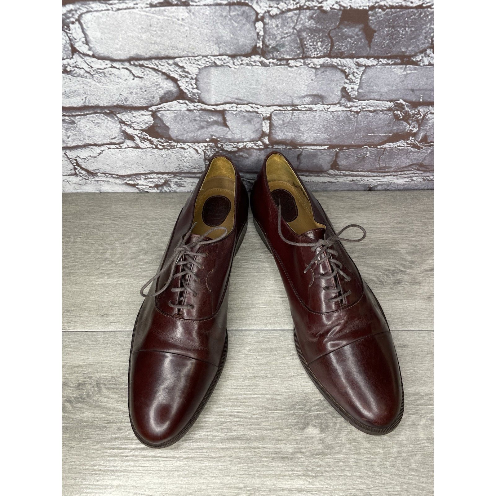 HARAGO Paragon Brown Leather Cap Toe Handmade Oxfords Lace Up Shoes Size US 11 / EU 44 - 16 Thumbnail