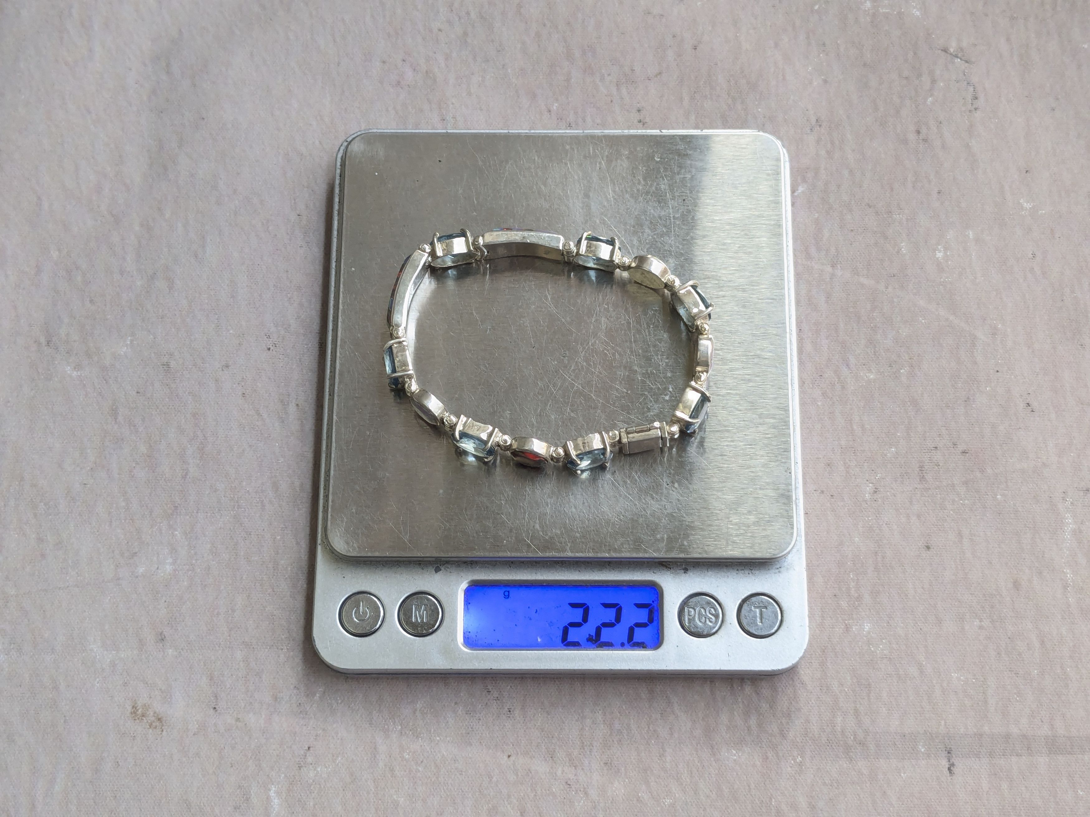 Jewelry Sterling Silver Tennis Bracelet Opal Blue Topaz Oval 7.25 Size ONE SIZE - 14 Thumbnail