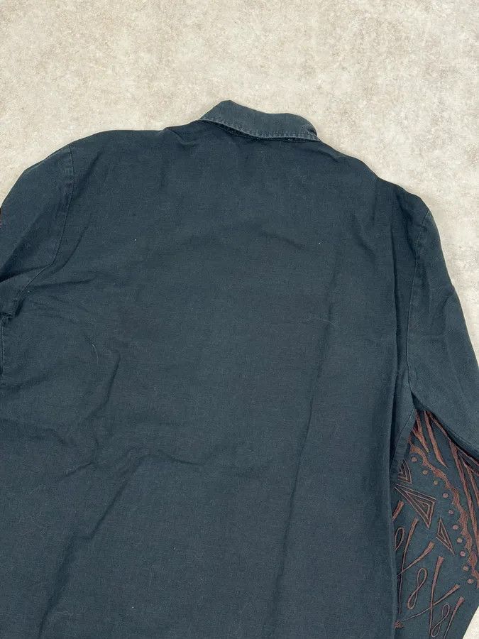 Roberto Cavalli Roberto Cavalli Black & Brown Crop Circle Embroidered Shirt Size US M / EU 48-50 / 2 - 6 Thumbnail
