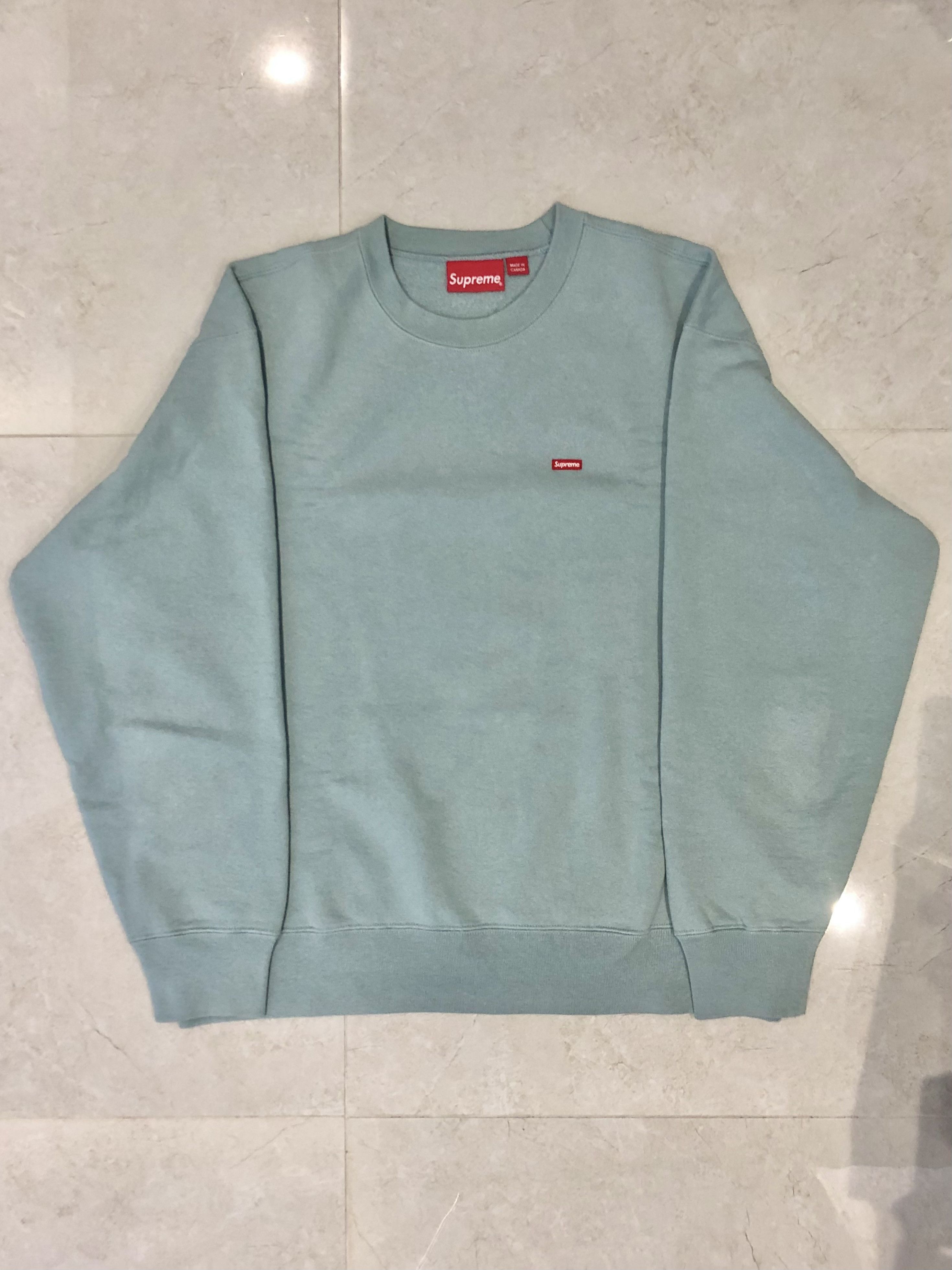 image of Supreme Small Box Logo Crewneck ‘Light Slate Blue’ in Light Blue, Men's (Size Medium)