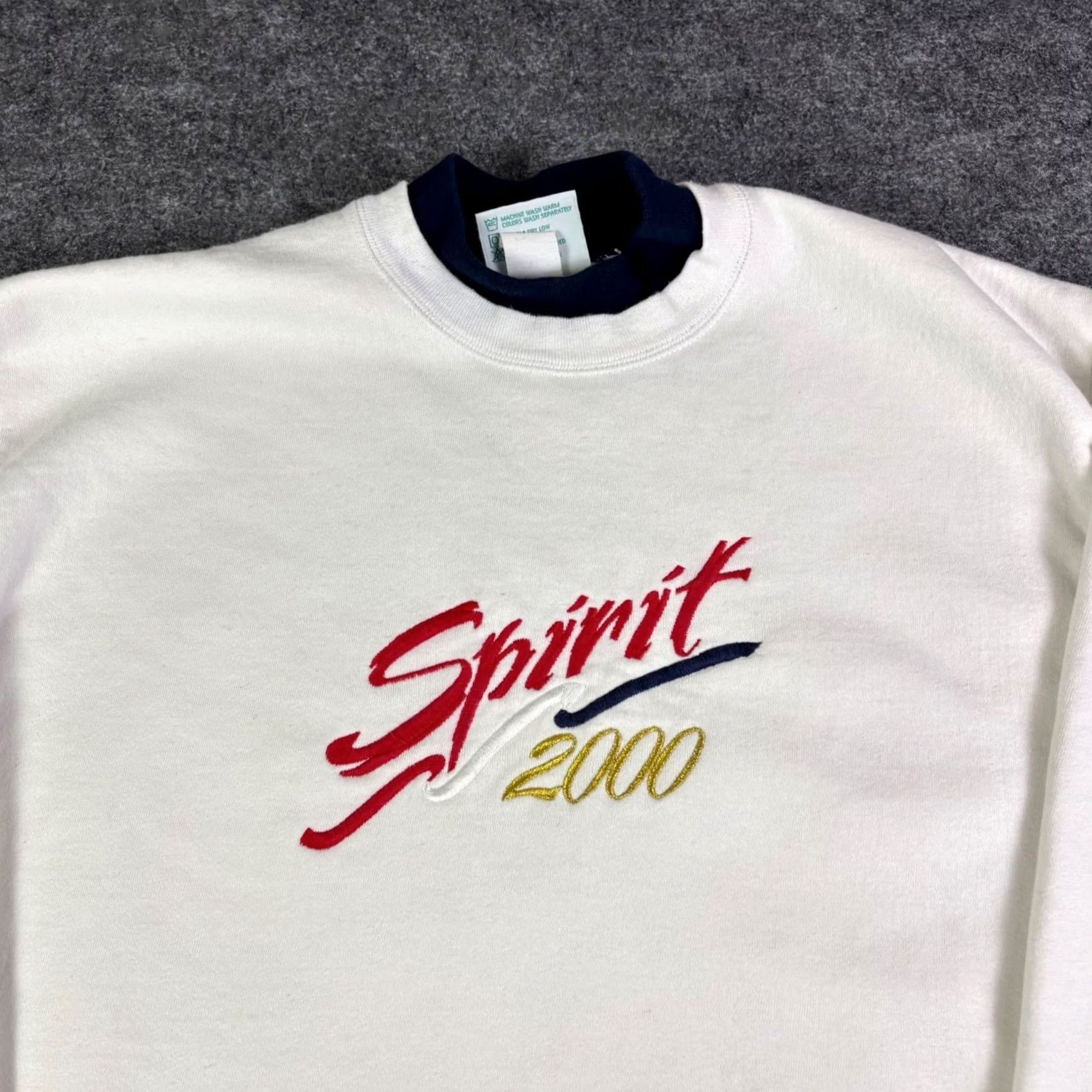 ESPIRIT VINTAGE M&C Sportswear Spirit 2000 Sweatshirt White Mock Neck Long Sleeve Large Mens Graphic Print Embroidered Buckle Accents Size US L / EU 52-54 / 3 - 6 Thumbnail
