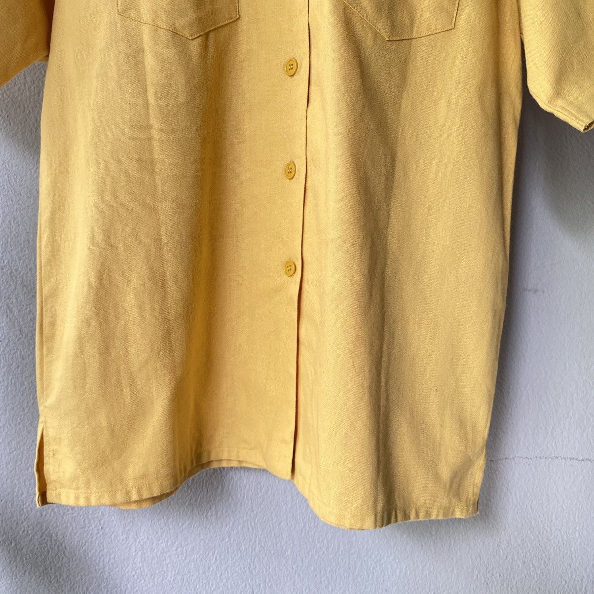 Vintage Girl Girl Yellow Contrast Collar Bowling Shirt Size M / US 6-8 / IT 42-44 - 4 Thumbnail