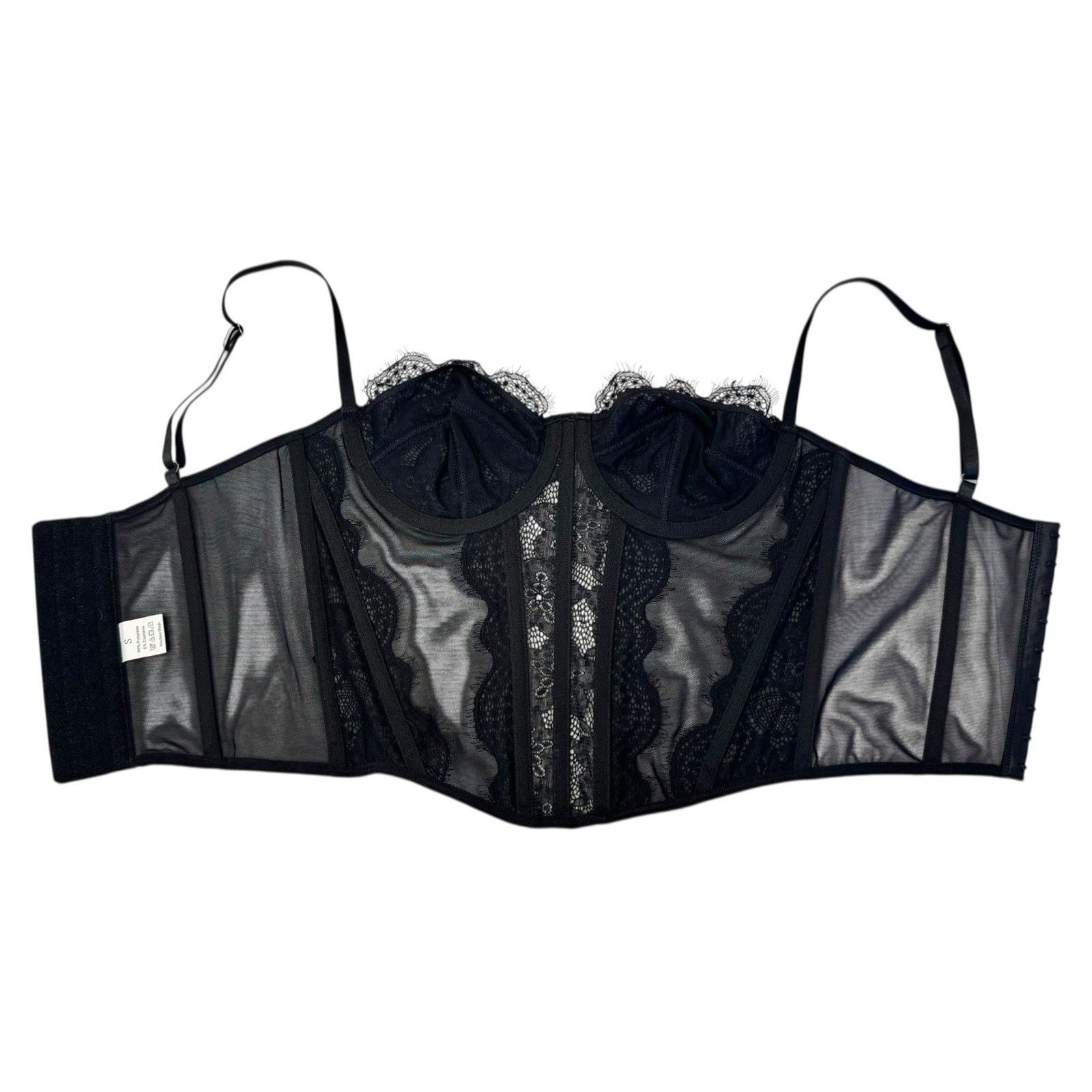 Other Black Sexy Gothic Sheer Lace Corset Top Boned Underwire Sz S Size S / US 4 / IT 40 - 6 Thumbnail