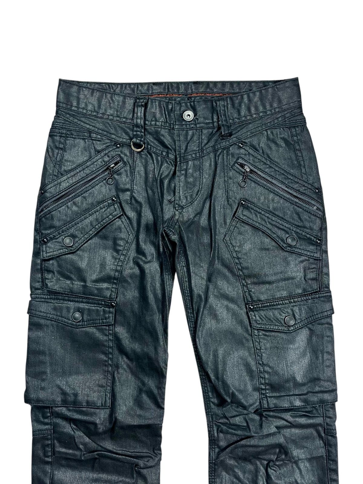 14th Addiction 2000s Nicole Club - Waxed Cargo Pants Size US 29 - 3 Thumbnail