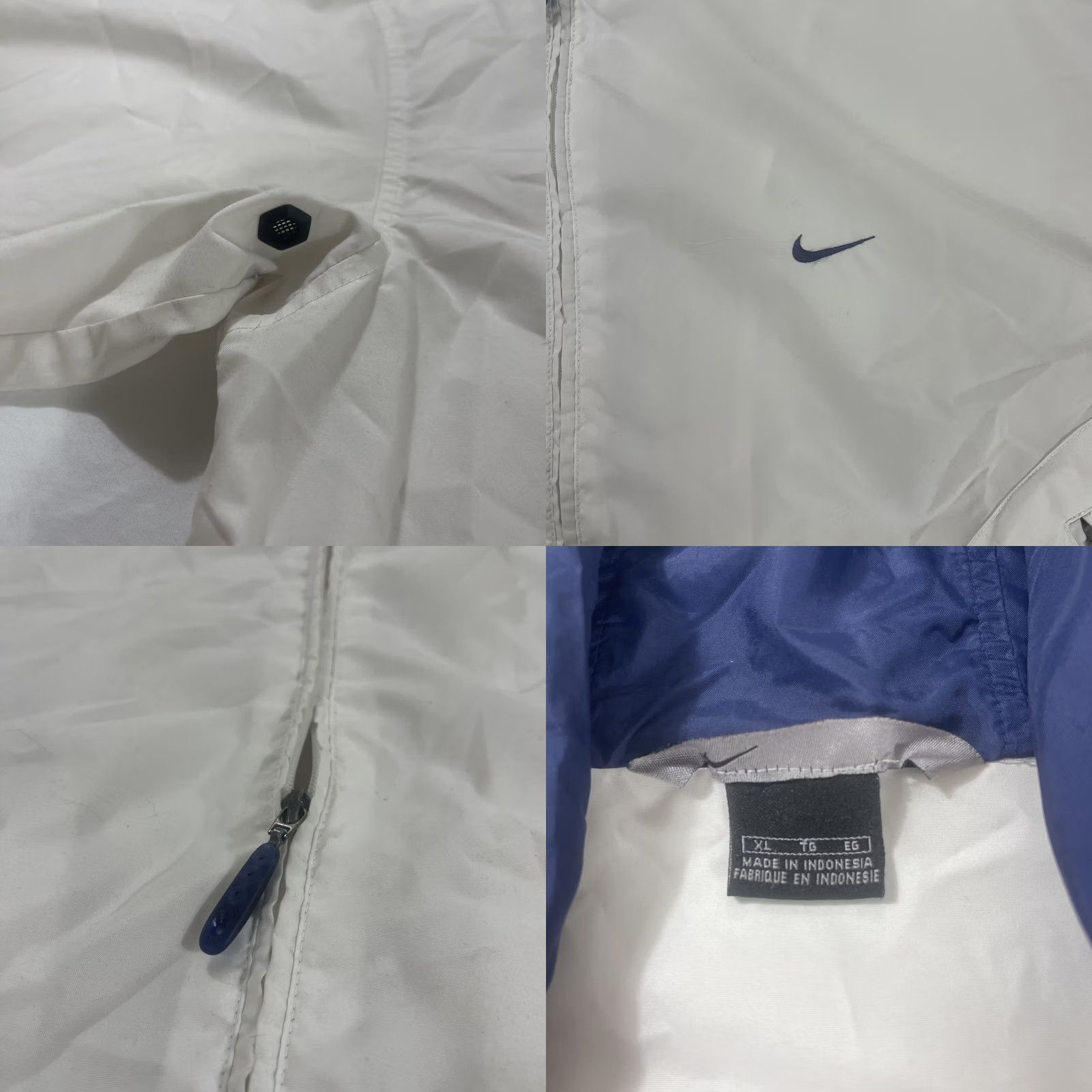 Nike VINTAGE Nike Windbreaker 6453 XL Hooded Jacket White Blue 90s 90s Mens Windbreaker Zip Full Zip Jacket Nike 6453 Size US XL / EU 56 / 4 - 9 Thumbnail