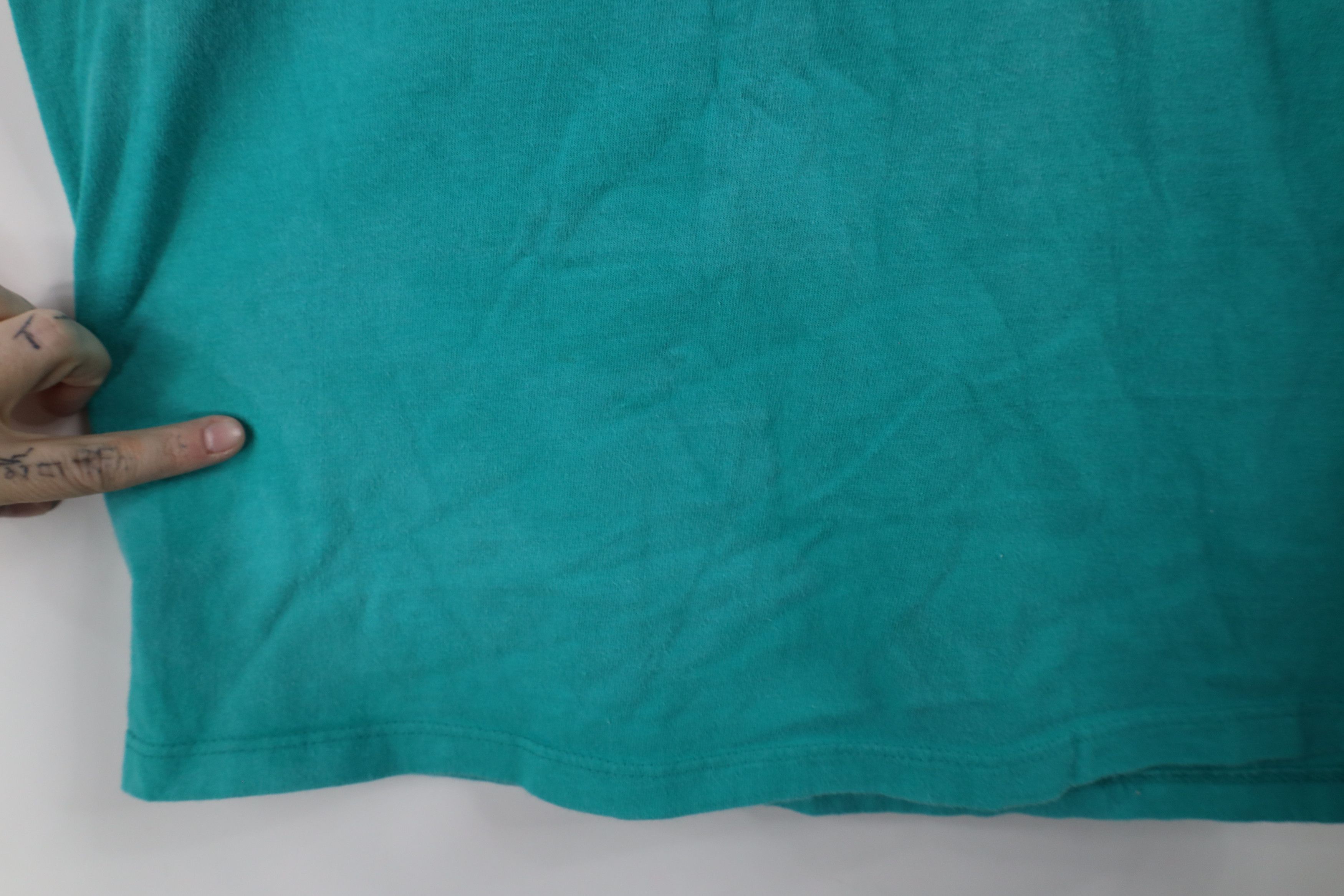 Vintage Vintage 90s Streetwear Blank Pocket T-Shirt Teal Cotton USA Size US M / EU 48-50 / 2 - 6 Thumbnail