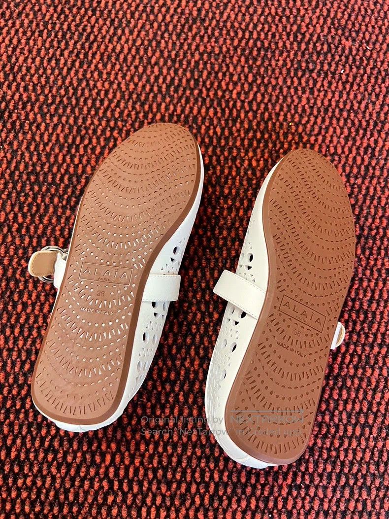 Alaia Alaia White Cutout Design Women's Flat Ballet Dance Shoes Size US 5.5 / IT 35.5 - 3 Thumbnail