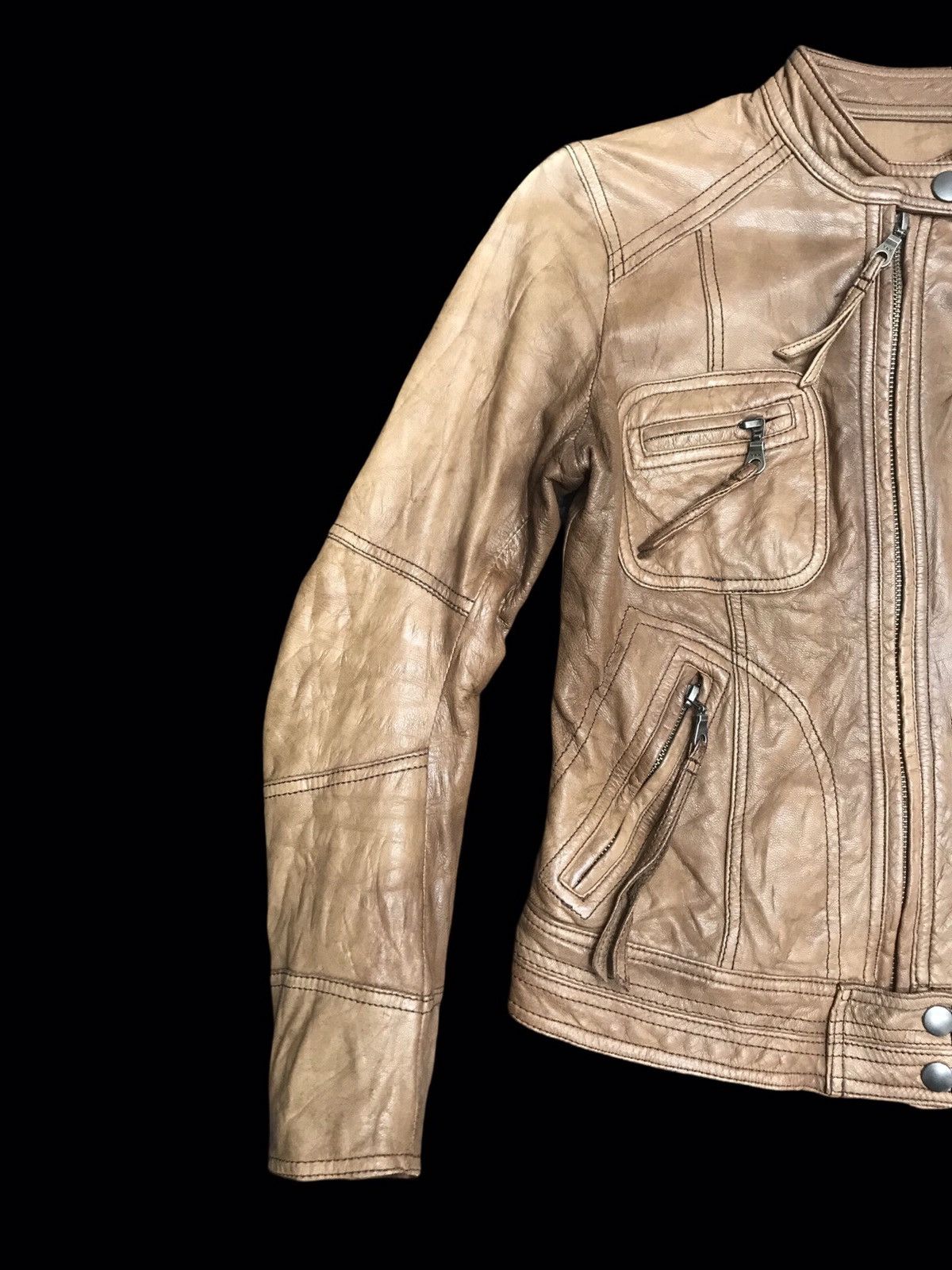 ABAHOUSE 💥ARCHIVAL💥Abahouse Japan Goatskin Cafe Racer Jacket Size XS / US 0-2 / IT 36-38 - 3 Thumbnail
