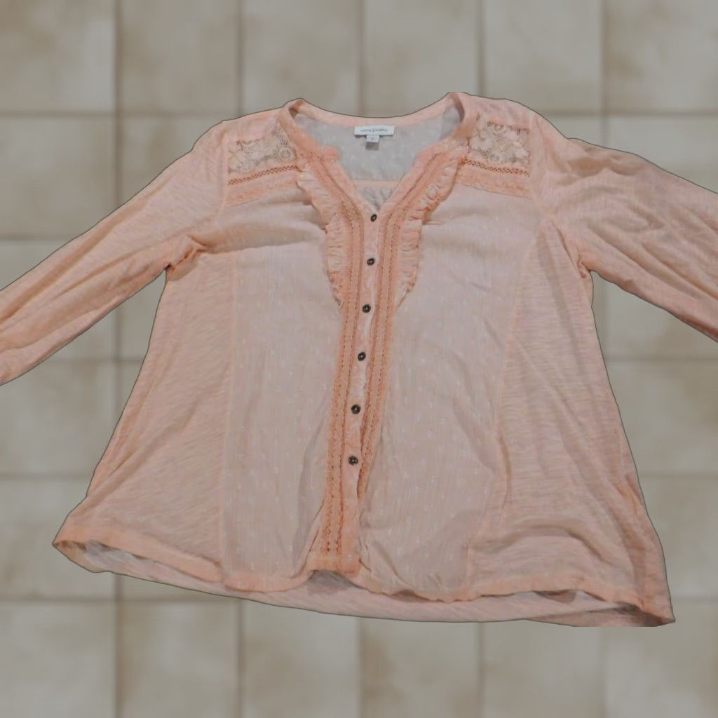 Vintage VINTAGE America Womens Blouse L Pink Button Up Nine West Size L / US 10 / IT 46 - 1 Thumbnail