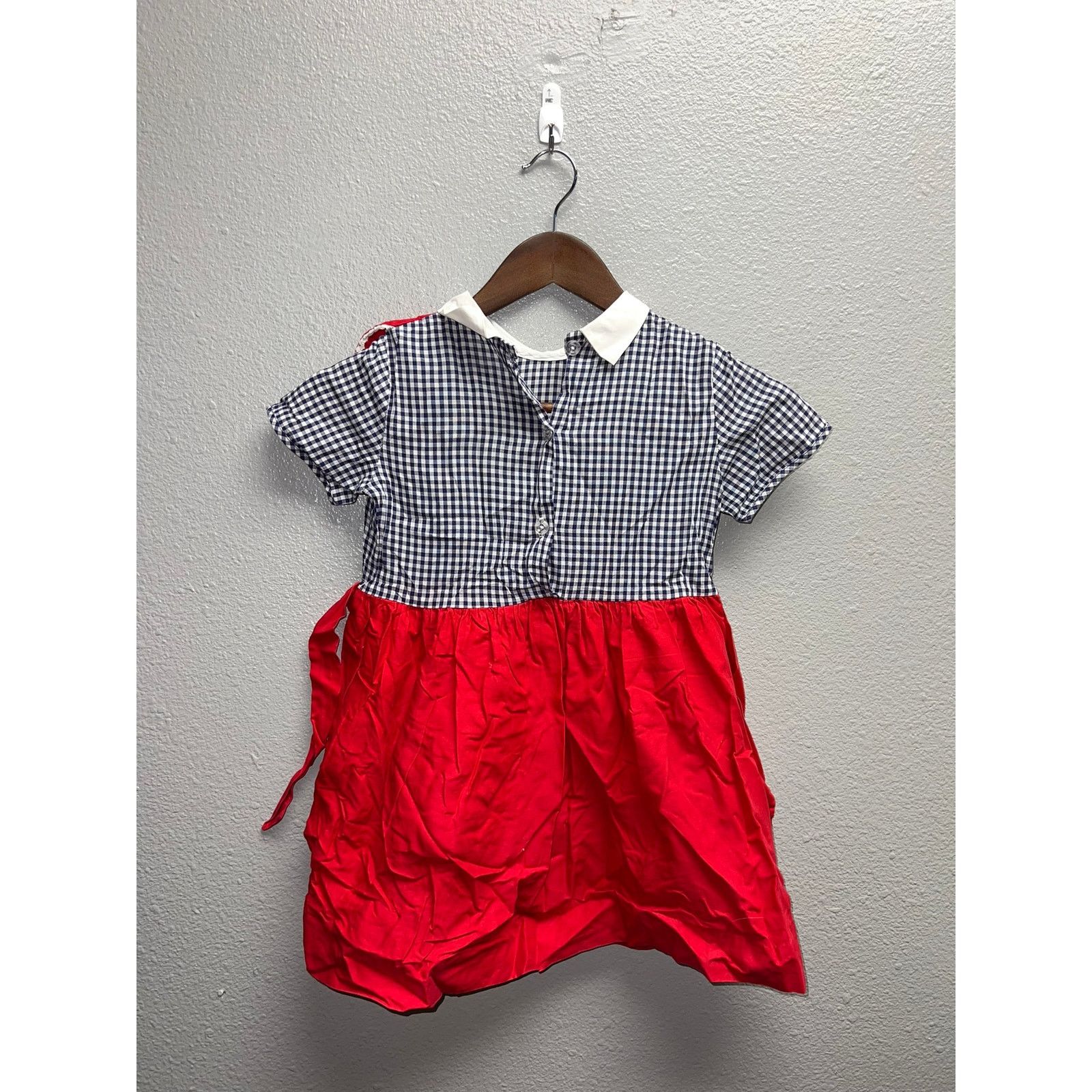Vintage Girls Vintage Dress Checker Blue Red Two Tone Youth 60s 70s Size S / US 4 / IT 40 - 1 Thumbnail