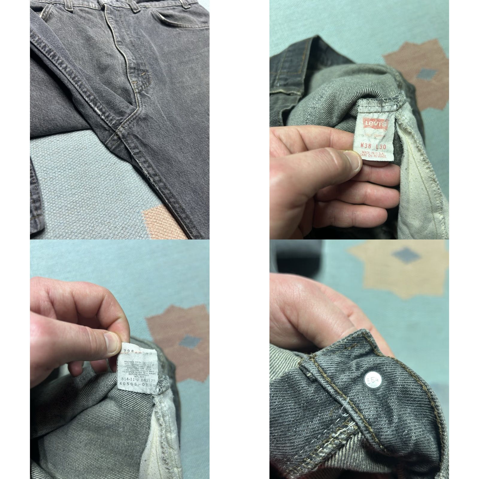 VINTAGE Levi’s 505 Jeans Men Regular Straight 36 Black Distressed 90s Skater 29in Inseam