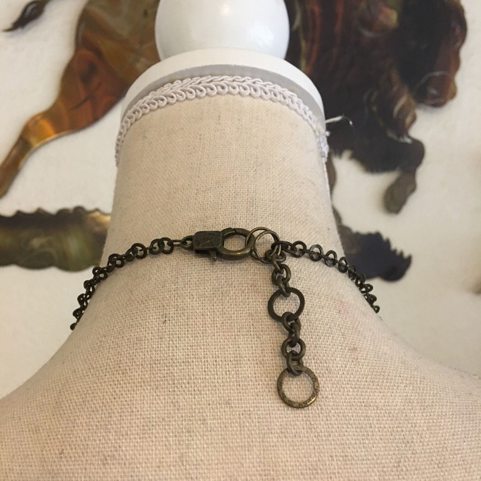 Jewelry Vintage cut marbled glass bead brass chain set Size ONE SIZE - 5 Thumbnail