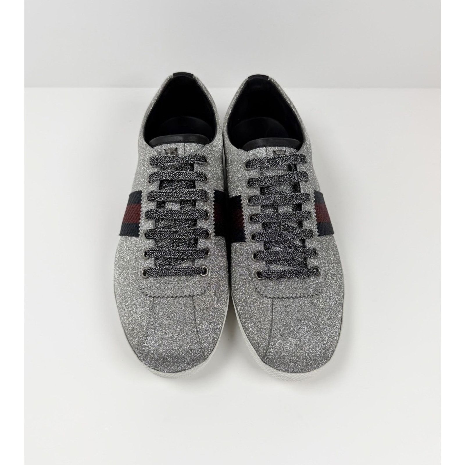 Gucci Size 8.5US - Gucci Bambi Web Silver Glitter Stud Sneakers Size US 8.5 / EU 41-42 - 3 Thumbnail
