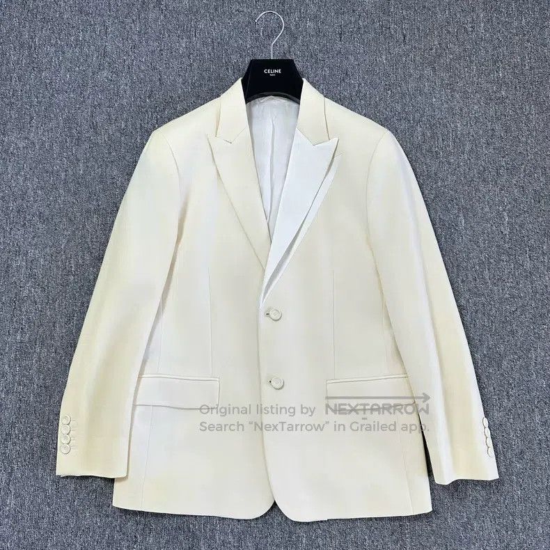Dior Dior Ivory Asymmetrical Satin Lapel Suit Jacket Size US M / EU 48-50 / 2 - 1 Thumbnail