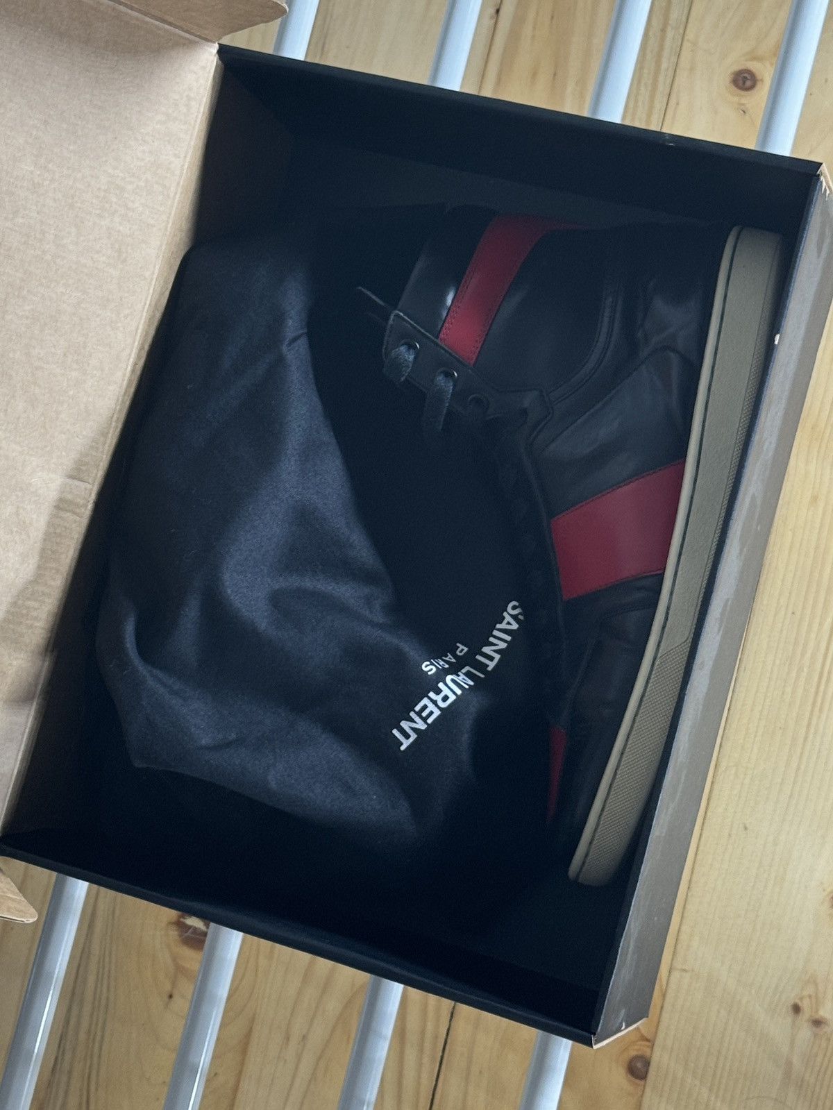Saint Laurent Paris SL/10H Black/Red Leather High Sneakers Size US 9 / EU 42 - 9 Thumbnail