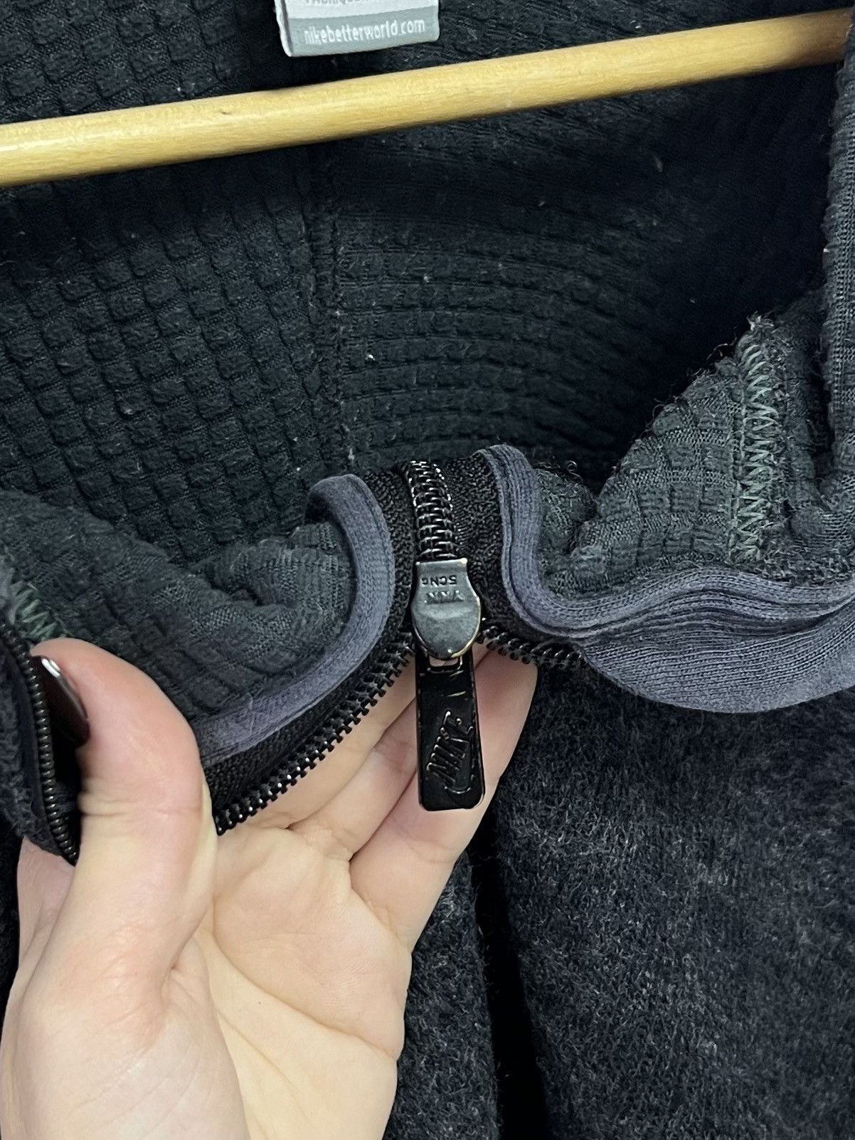 Nike × Vintage Vintage 90s Nike Zip Up Hoodie Sweatshirt Black grey Size US M / EU 48-50 / 2 - 11 Thumbnail