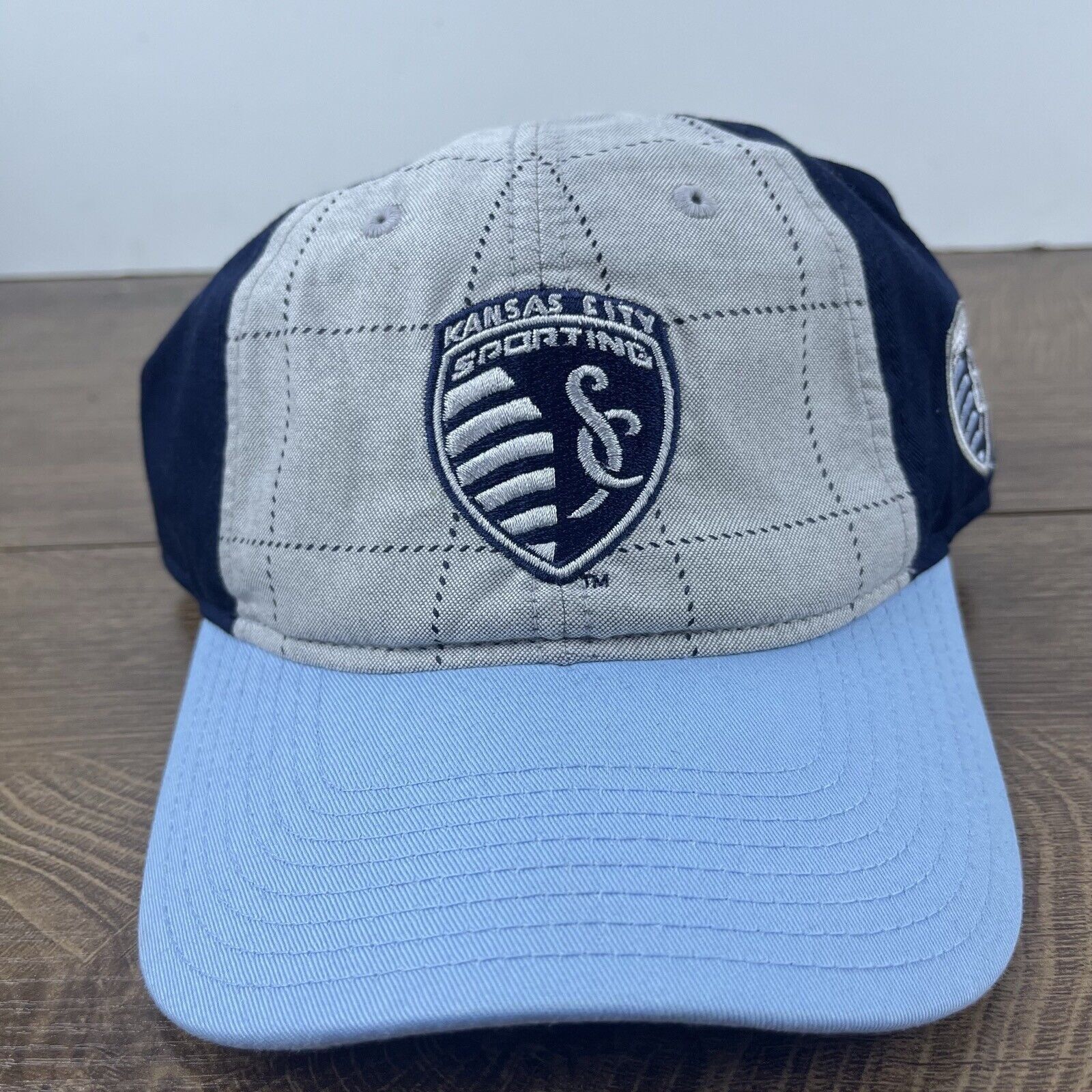Adidas Kansas City Sporting Hat Adidas Blue Gray Cap Adjustable Gra Size ONE SIZE - 3 Thumbnail