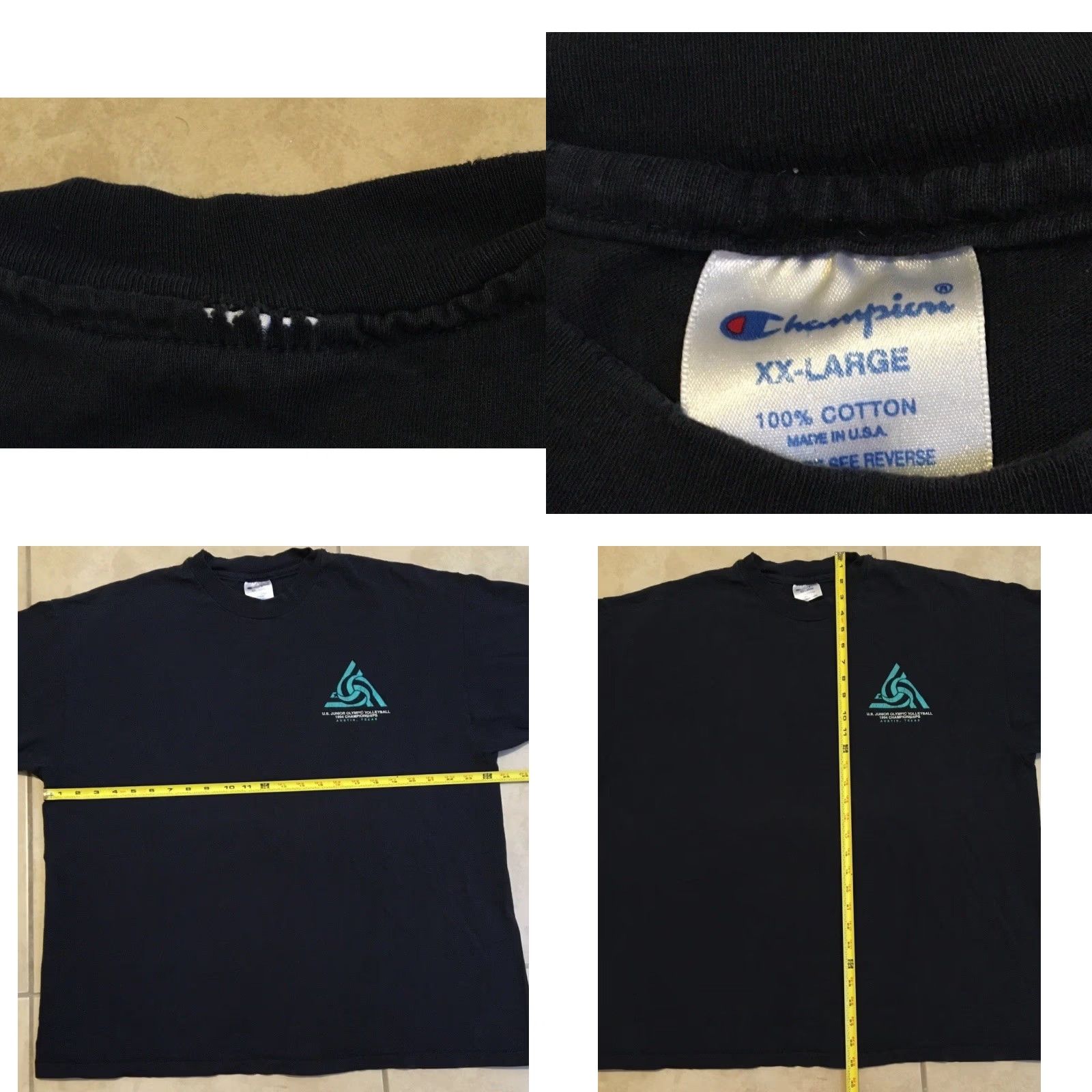 Champion VINTAGE Champion 90s Shirt XXL Volleyball Abstract Art Grunge Navy Blue US Jr Olympic Sports Casual Men’s T-Shirt 2XL Size US XXL / EU 58 / 5 - 10 Thumbnail