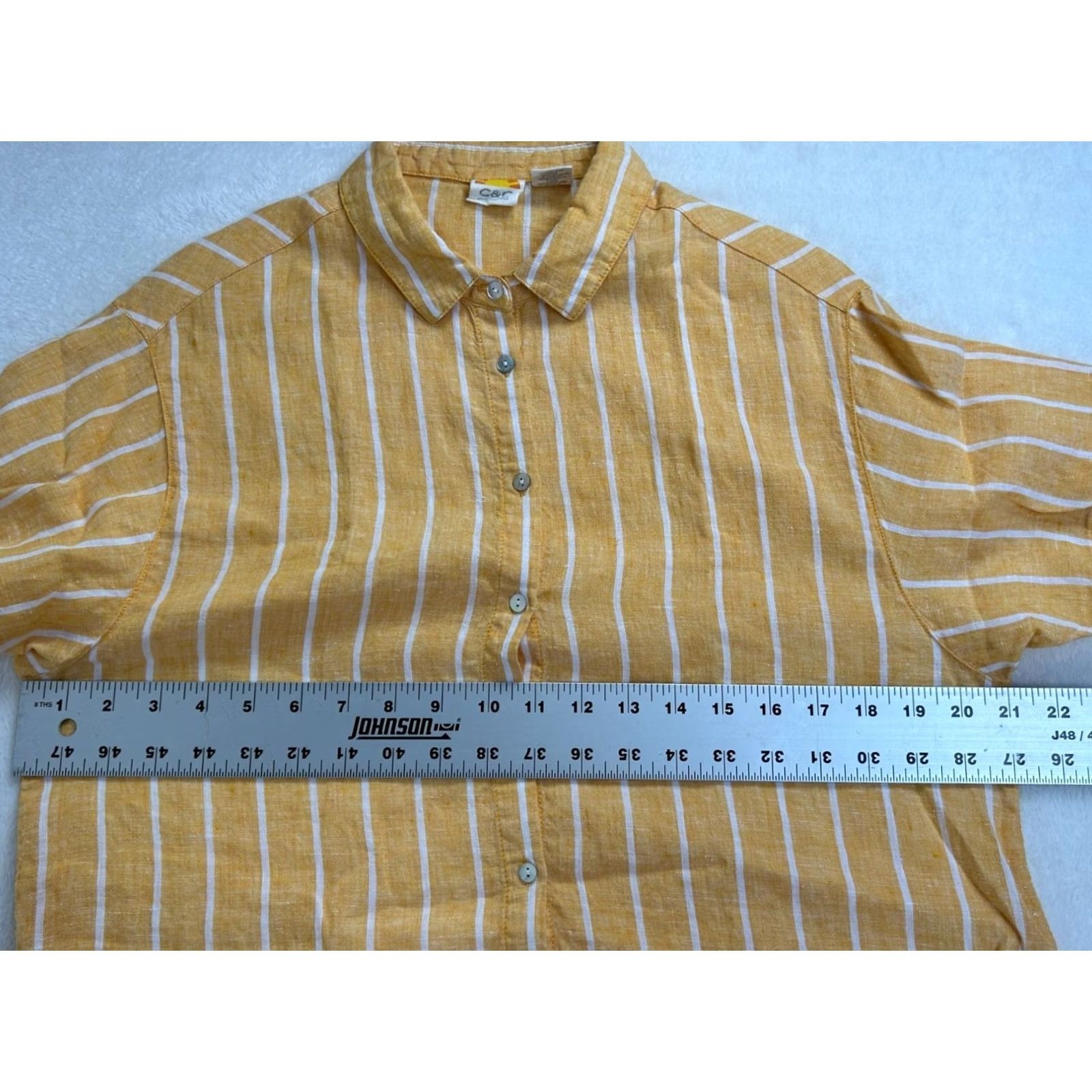 Vintage C&C California Womens Yellow White Striped Linen Button-Up Shirt Top Small NWOT Size S / US 4 / IT 40 - 7 Thumbnail