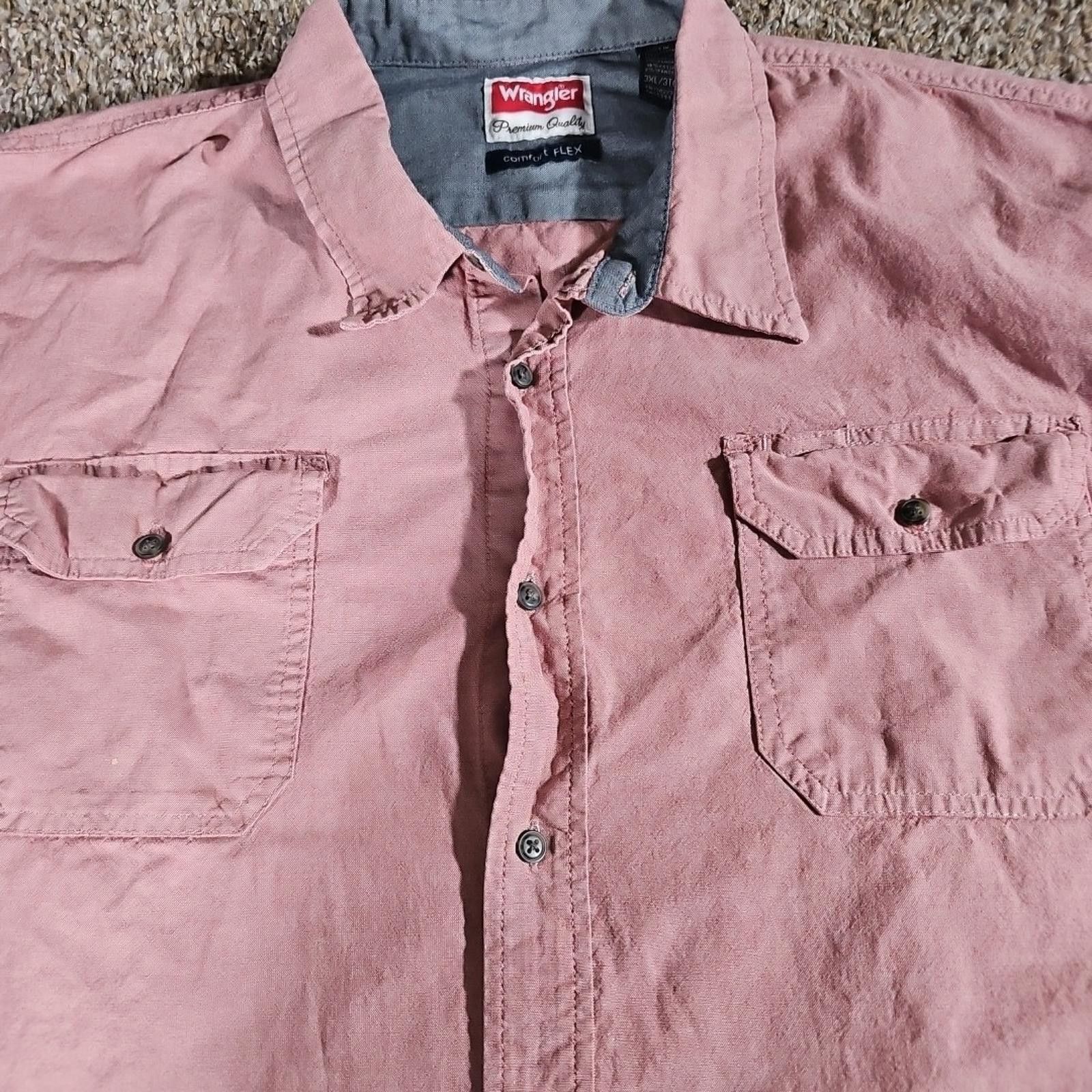 Wrangler Wrangler Comfort Flex 3XL Button Up Shirt Size US XXL / EU 58 / 5 - 2 Thumbnail