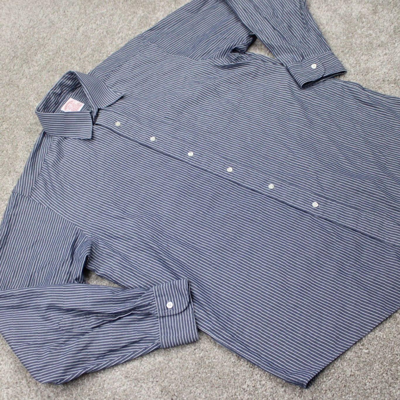 Brooks Brothers Brooks Brothers Dress Shirt Mens 15 1/2 4 Blue/White 100% Cotton L/S Button Up Shirt Size 42R - 7 Thumbnail