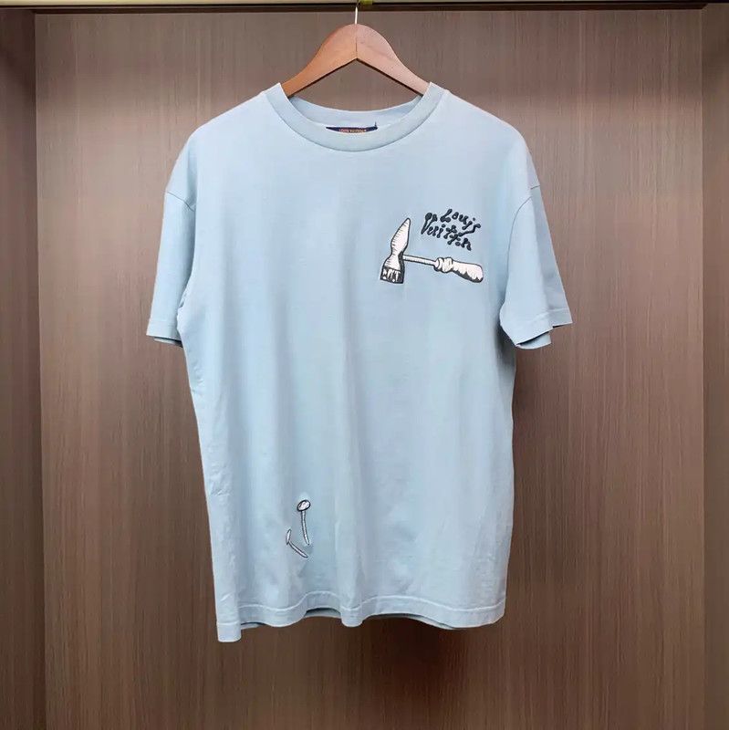 Louis Vuitton Louis Vuitton Light Blue Cotton Short Sleeve Tee 0089 Size US S / EU 44-46 / 1 - 1 Thumbnail