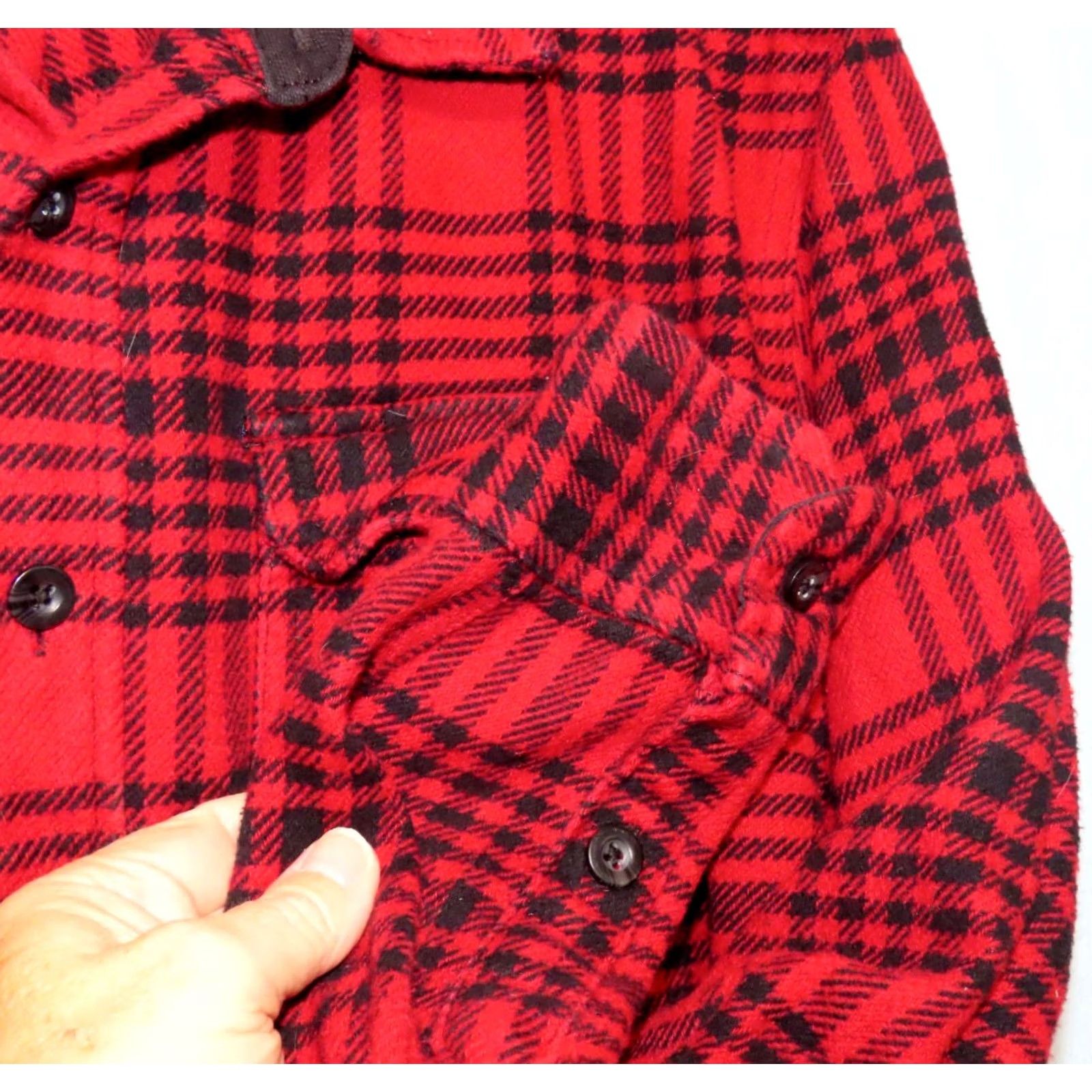 Vintage Woolrich Woolen Mills Shacket Plaid Flannel Jacket Red Mens XL Long Sleeve Button Collared Hand Warmer Pockets Size US XL / EU 56 / 4 - 7 Thumbnail