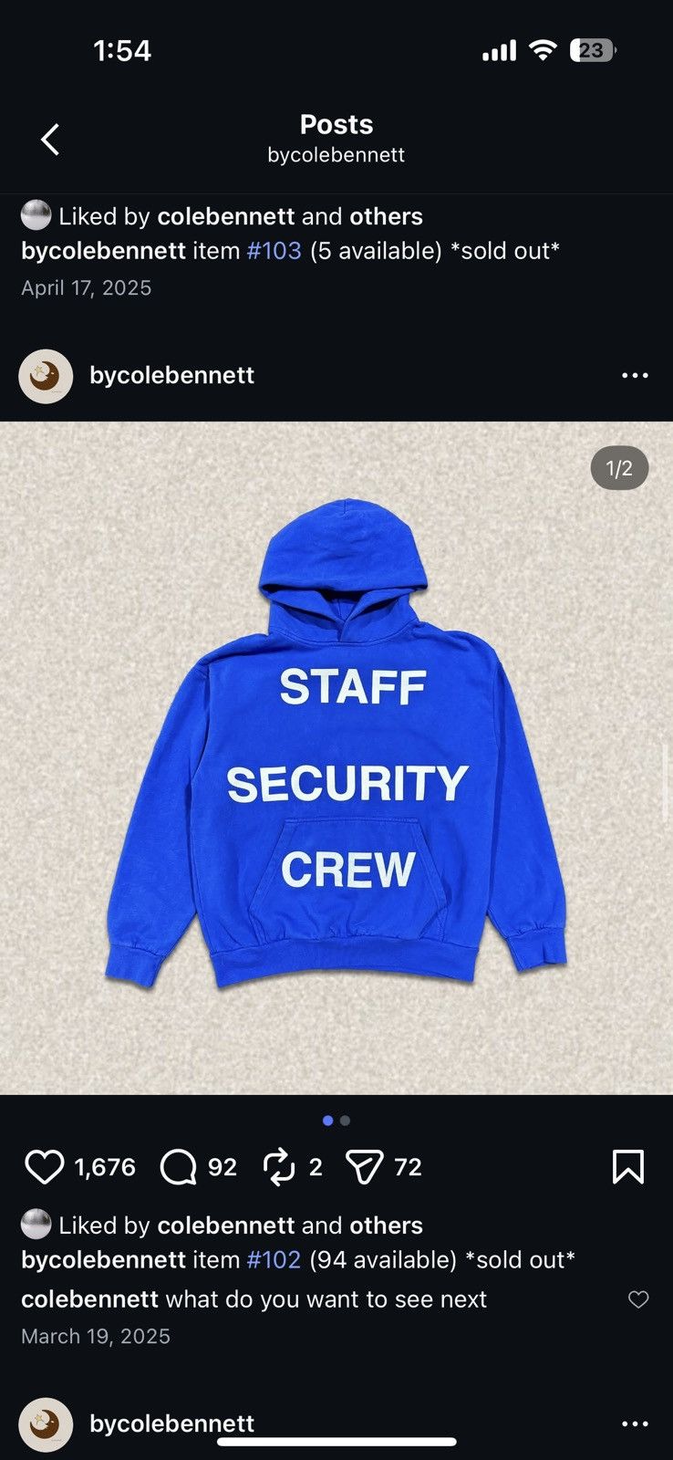 Other By Cole Bennett staff security crew hoodie size m Size US M / EU 48-50 / 2 - 4 Thumbnail