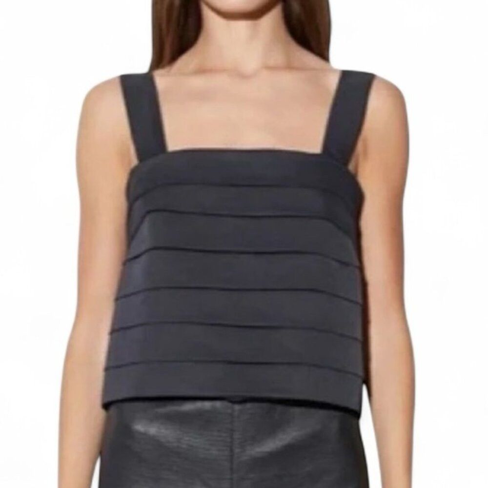 Rta NWT New RtA Romana Black Tiered Square Neck Top Made In Ita Size XXS / US 00 / IT 34 - 1 Thumbnail