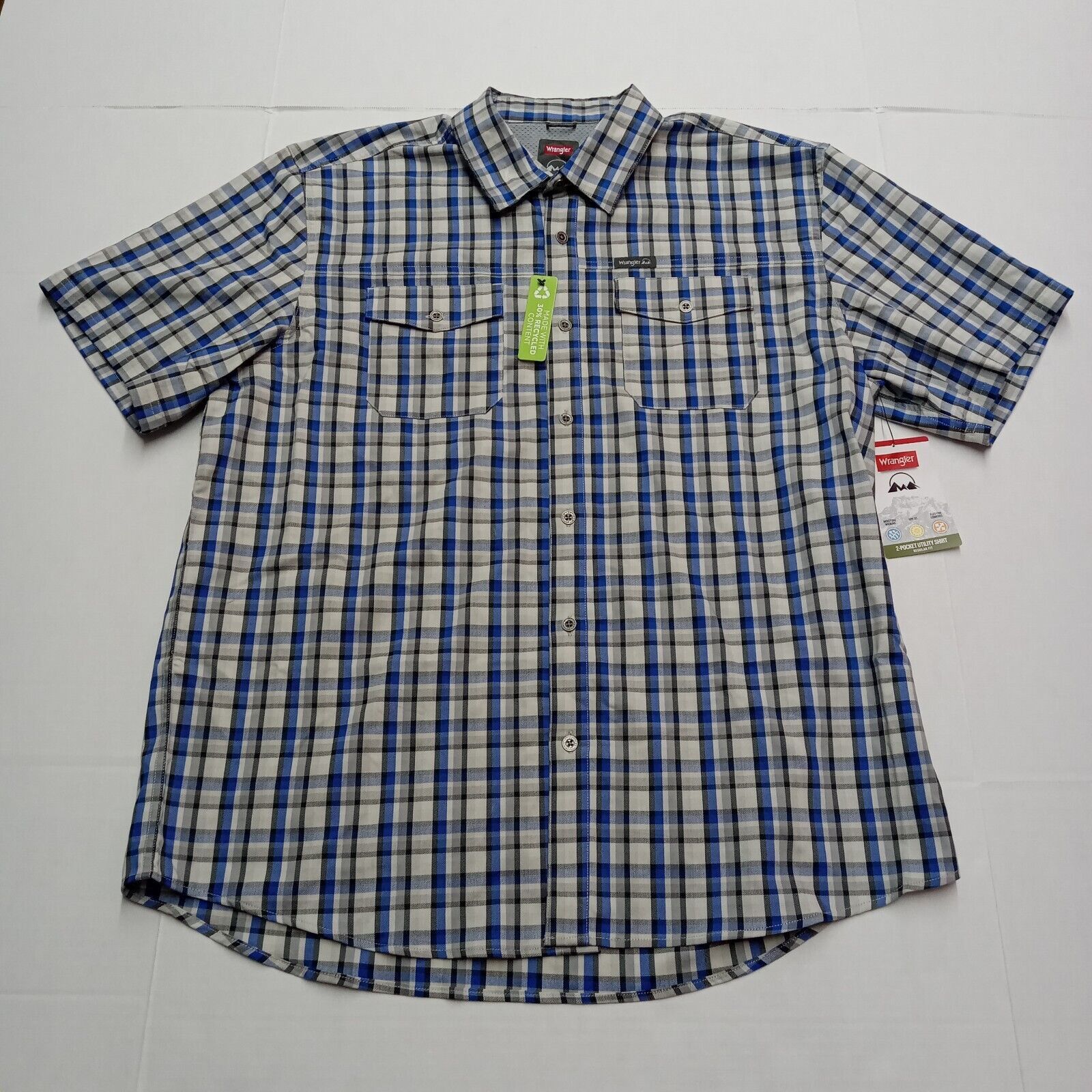 Wrangler Wrangler Utility Shirt Men's XL Blue Gray Plaid Regular Fit Size US XL / EU 56 / 4 - 1 Thumbnail