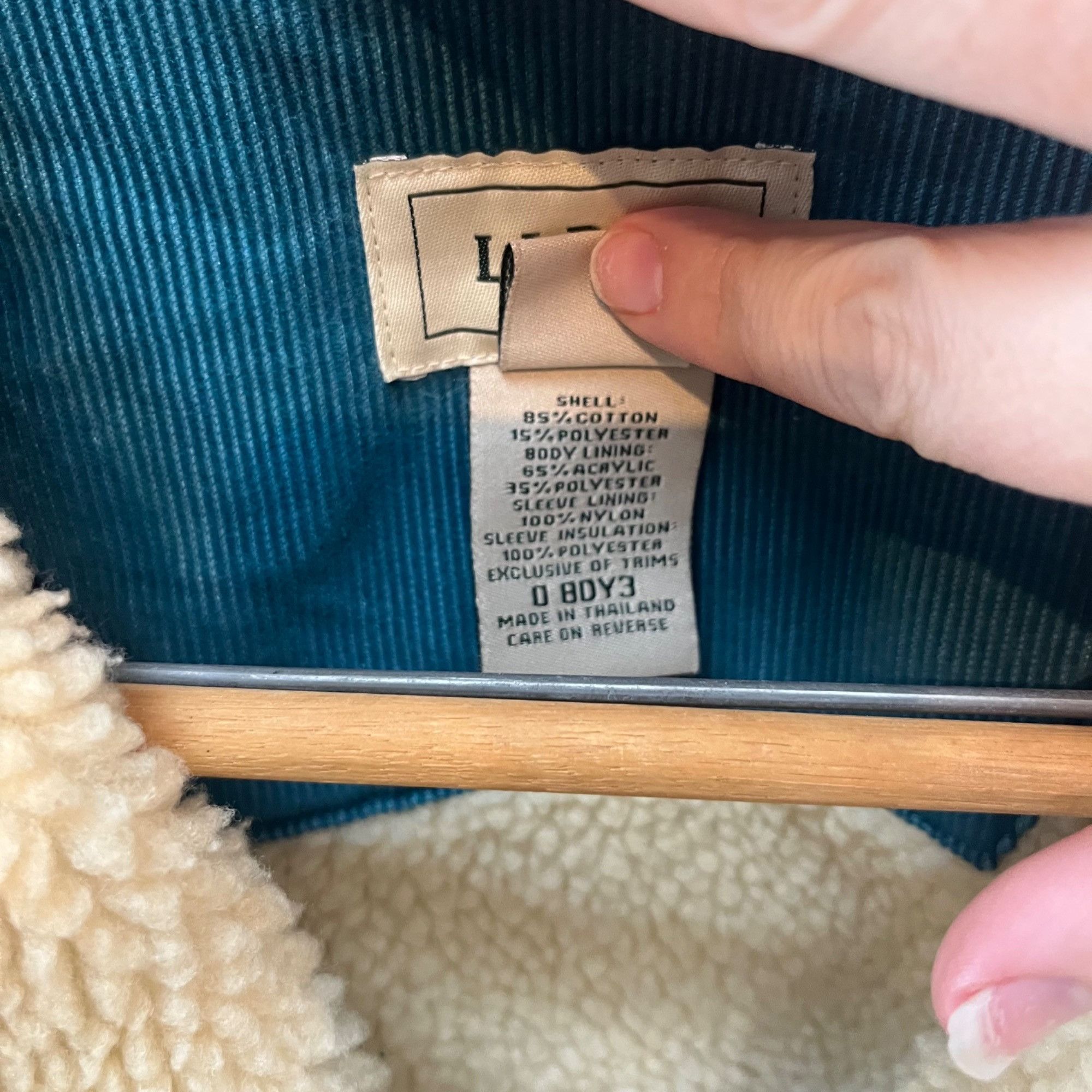L.L. Bean L.L. Bean Womens Teal Corduroy Sherpa-Lined Trucker Jacket B Size L / US 10 / IT 46 - 4 Thumbnail