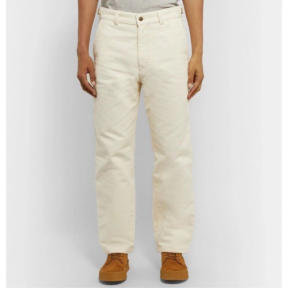 AMI AMI Wide-Leg Brushed-Cotton Trousers Size L Mens Cream Mole Size US 35 - 1 Thumbnail