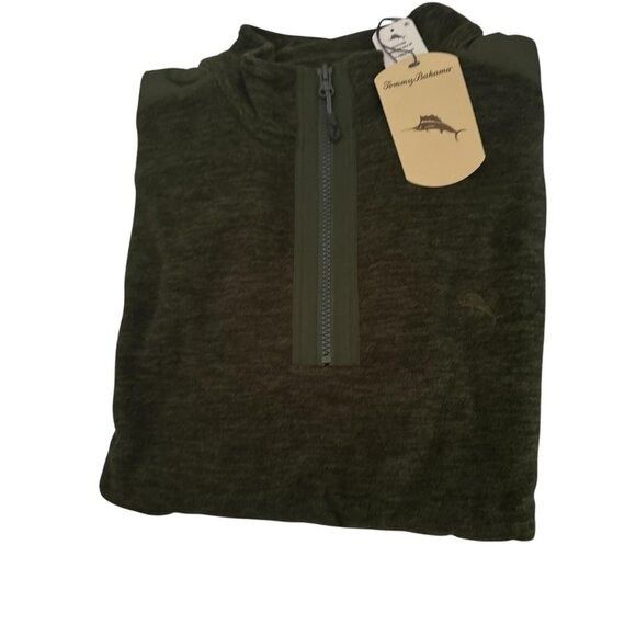 Tommy Bahama Tommy Bahama Mens Green Half Zip Pockets Arch Cape Knit Pull Size US L / EU 52-54 / 3 - 3 Thumbnail
