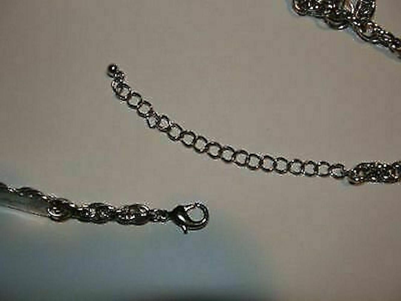 Handmade Santeria Necklace of Buffalo Teeth, Wood & Silver Tone Chain Size ONE SIZE - 4 Thumbnail