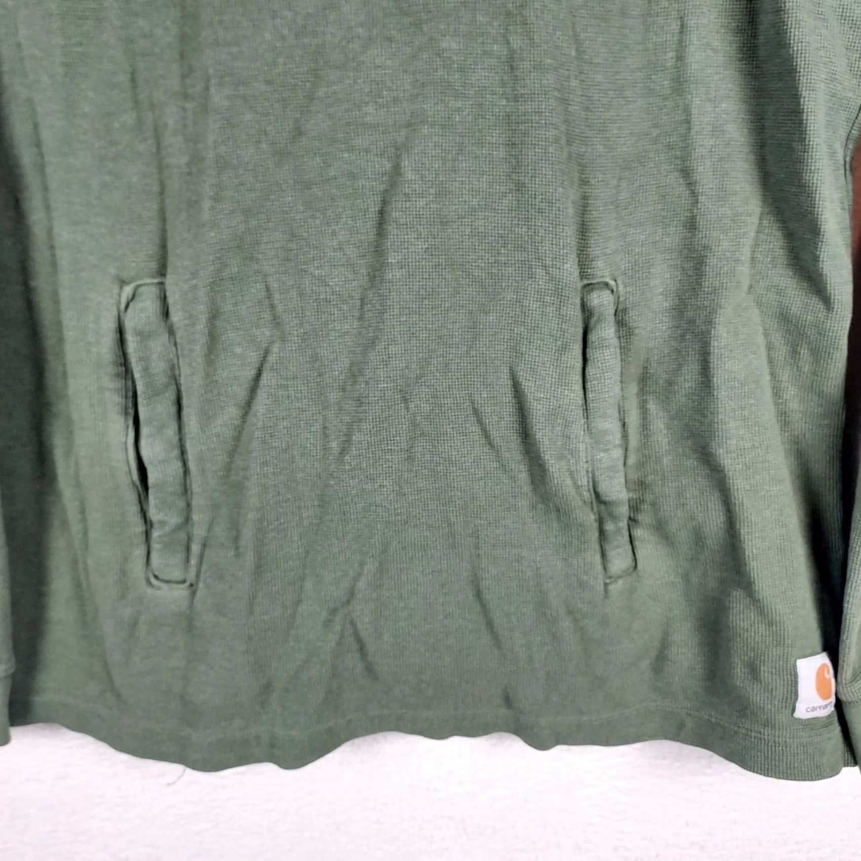 Carhartt Carhartt Waffle Knit Quarter Zip Pullover Sweatshirt Green 100% Cotton Men’s L Size US L / EU 52-54 / 3 - 4 Thumbnail