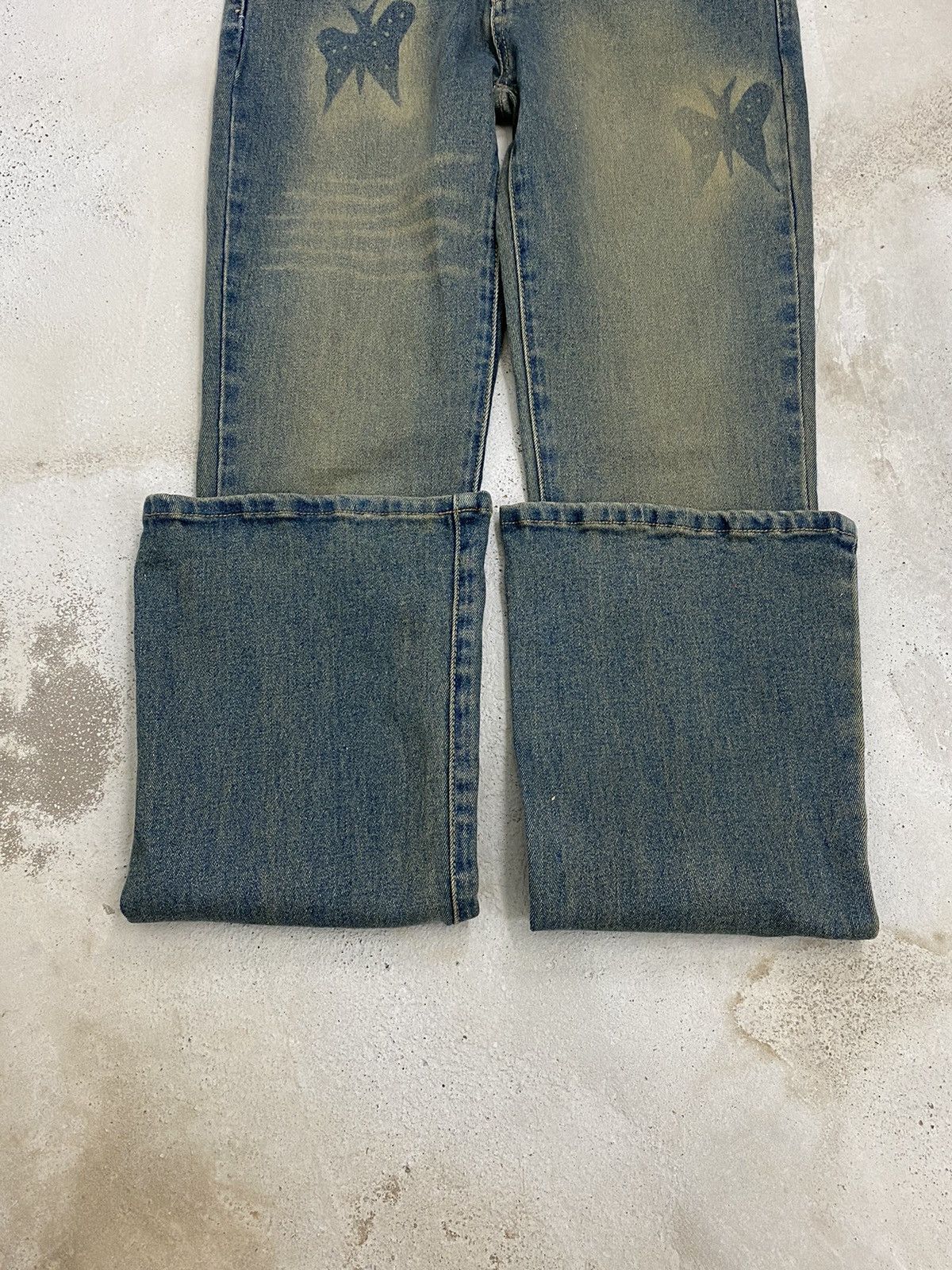 Hysteric Glamour × Japanese Brand × Le Grande Bleu (L.G.B.) Unisex Flare Arezzo Blanconi Seamark Mud Wash Art Butterfly Size US 30 / EU 46 - 10 Thumbnail