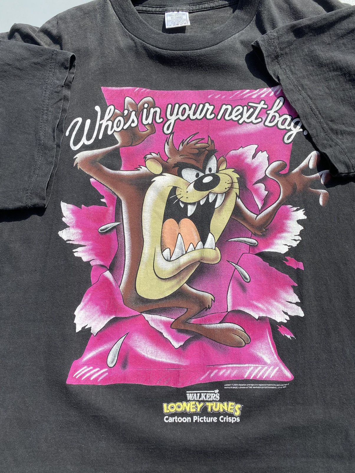Anime × Vintage Vintage 1993 LOONEY TUNES Space Jam Taz Faded Tee Size US XL / EU 56 / 4 - 4 Thumbnail