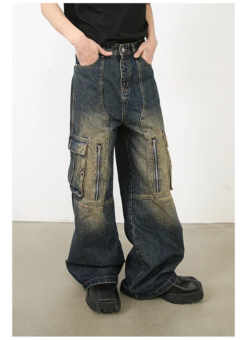 Japanese Brand × Vintage Baggy Washed Multi-Pocket Zipper Cargo Jeans Size US 30 / EU 46 - 3 Thumbnail