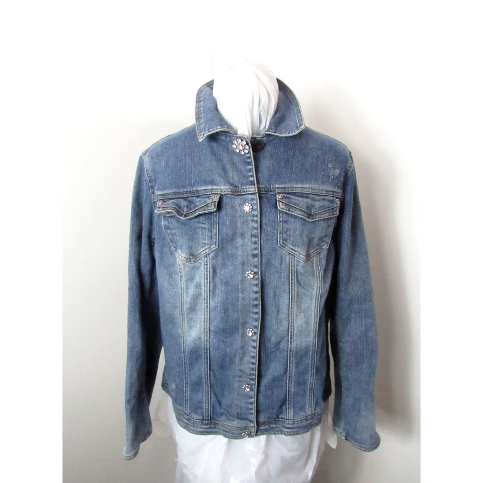 Brighton Brighton Denim Jacket Womens XL Rhinestone Button Long Sleeve Collared Y2K Blue Jacket Size XL / US 12-14 / IT 48-50 - 7 Thumbnail