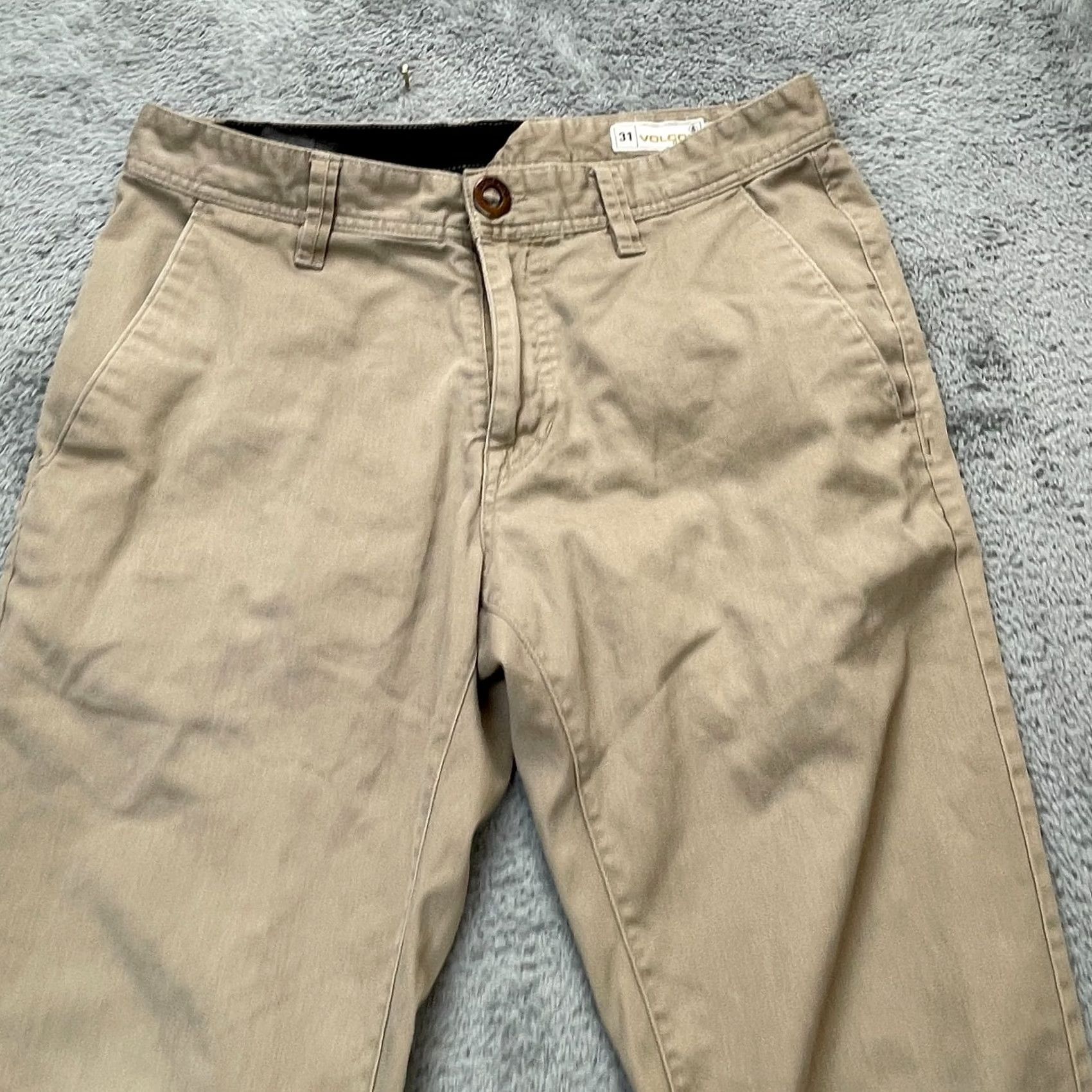 Volcom Volcom Pants Mens 31 Beige Chino Straight Leg Frickin Modern Fit Stretch Cotton Casual Workwear City Logo 90s? Size US 31 - 2 Thumbnail