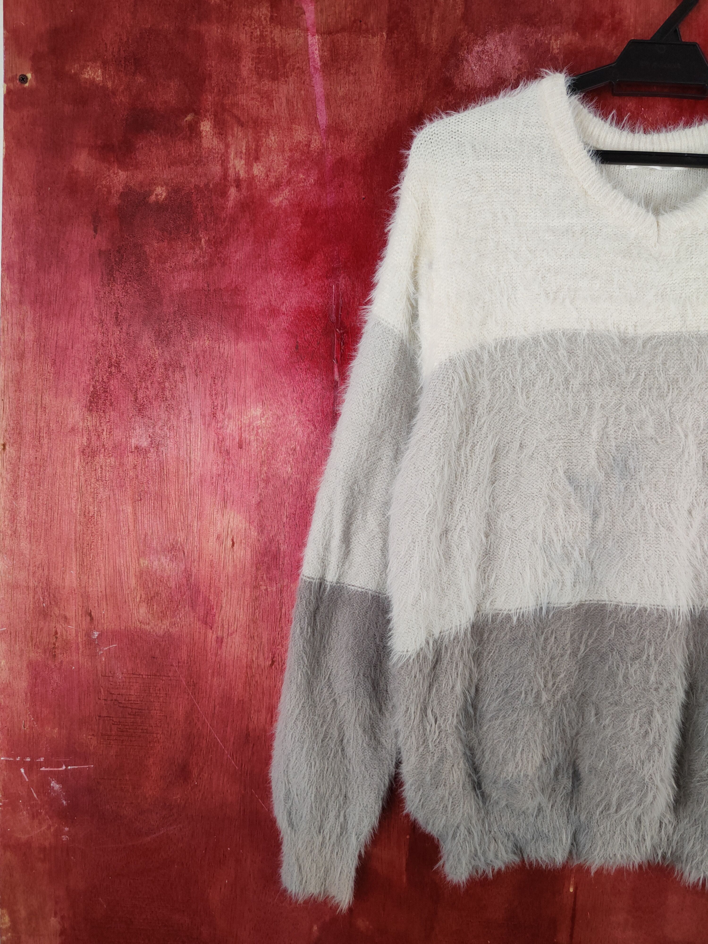 Homespun Knitwear Healthy Karen Gray Shag Shaggy Fur Mohair Knitwear #S2025 Size L / US 10 / IT 46 - 3 Thumbnail