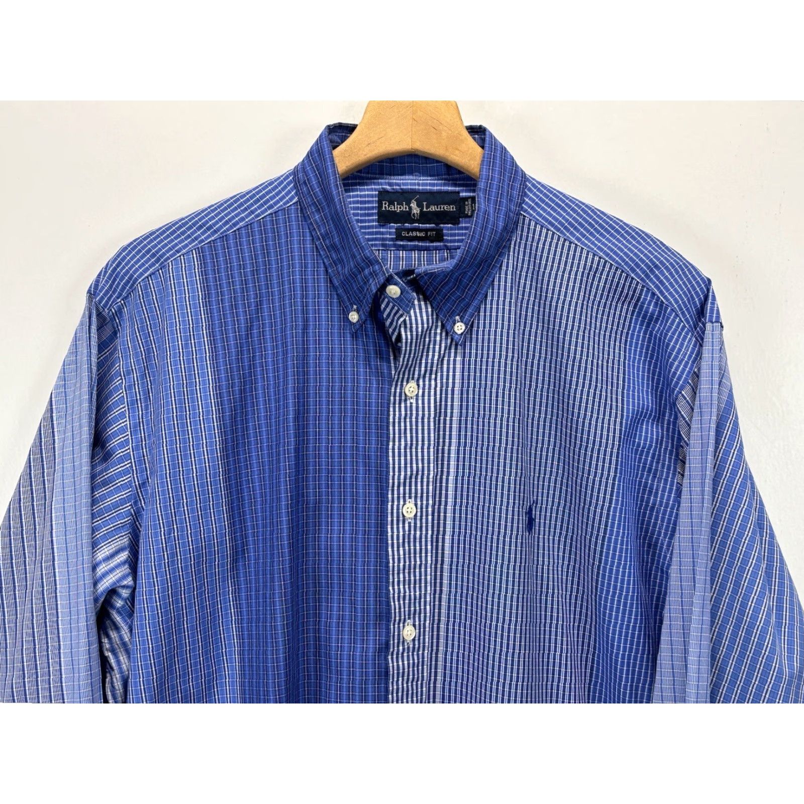 Polo Ralph Lauren VINTAGE Polo Ralph Lauren Classic Fit Button-Up Shirt Large 16.5 Blue Plaid Mens Size US L / EU 52-54 / 3 - 3 Thumbnail