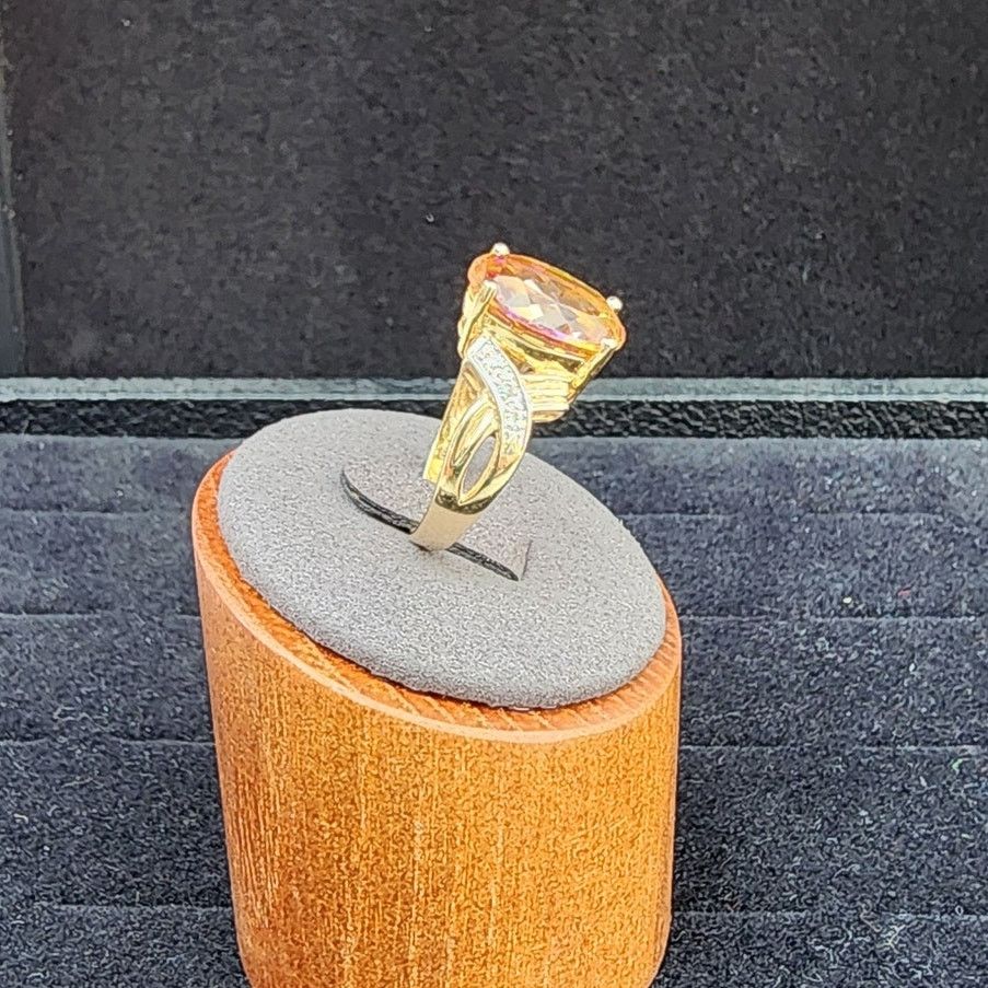 Vintage Vintage Fire Mystic Topaz Diamond 14k YG Cocktail Ring Size ONE SIZE - 2 Thumbnail