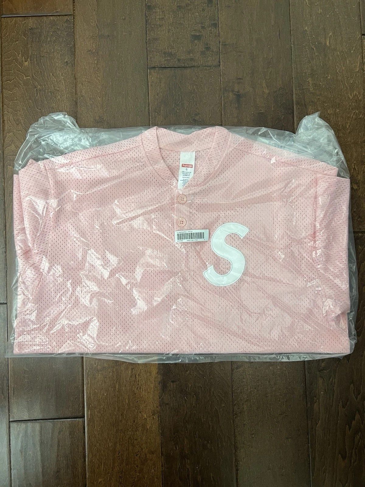 Supreme SS25 S Logo Henley Top Pink Size Small New