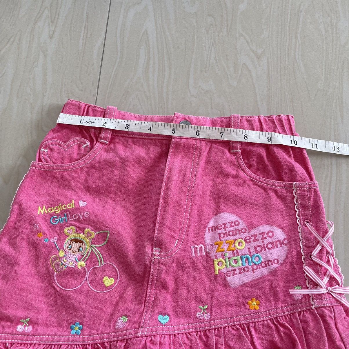 Japanese Brand Mezzo piano pink layered skirt decorated with bow Size 22" - 6 Thumbnail