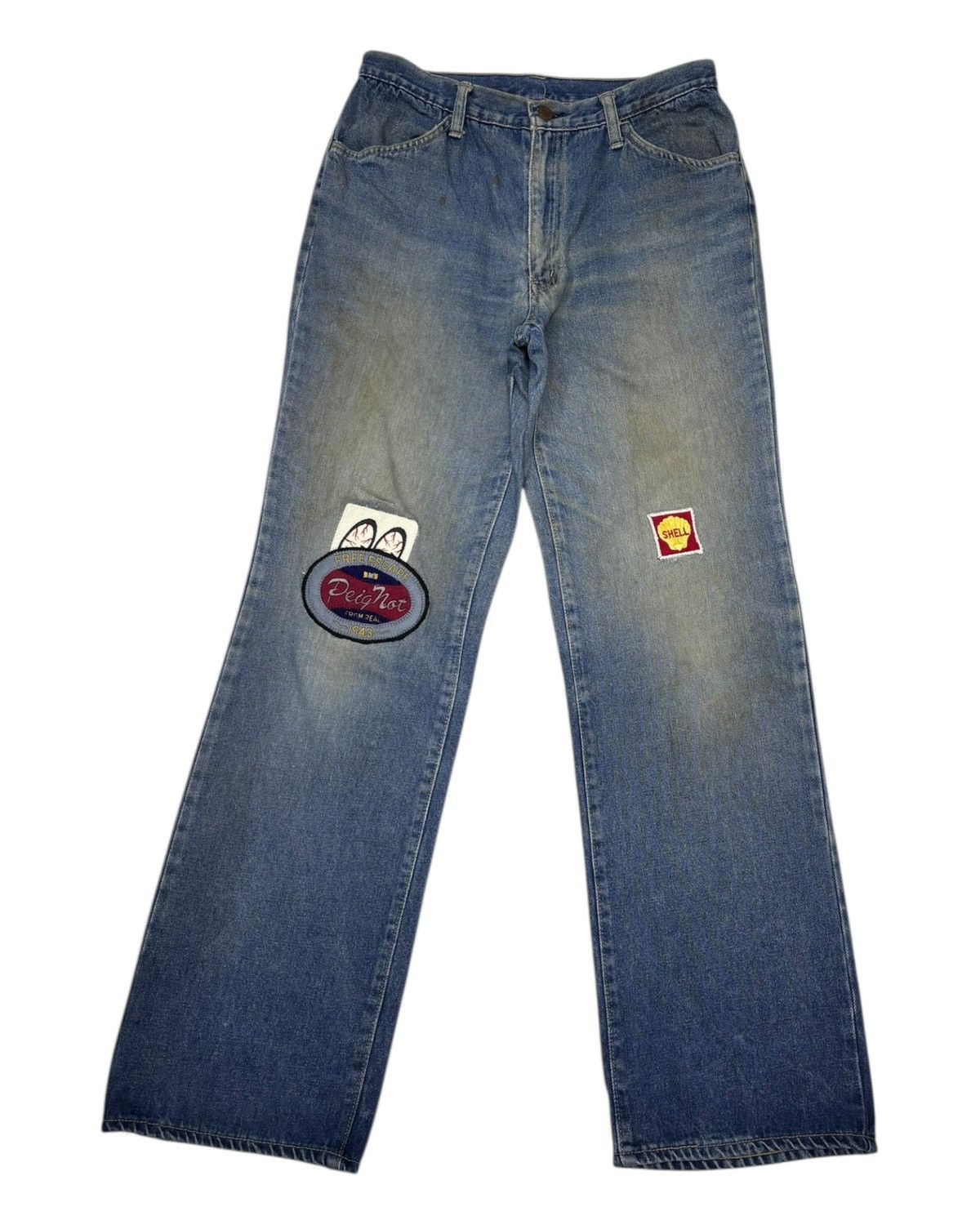 Japanese Brand × Jean Vintage Japanese Brand Mooneyes Patches Loose Fit Denim Jean Size US 30 / EU 46 - 1 Thumbnail