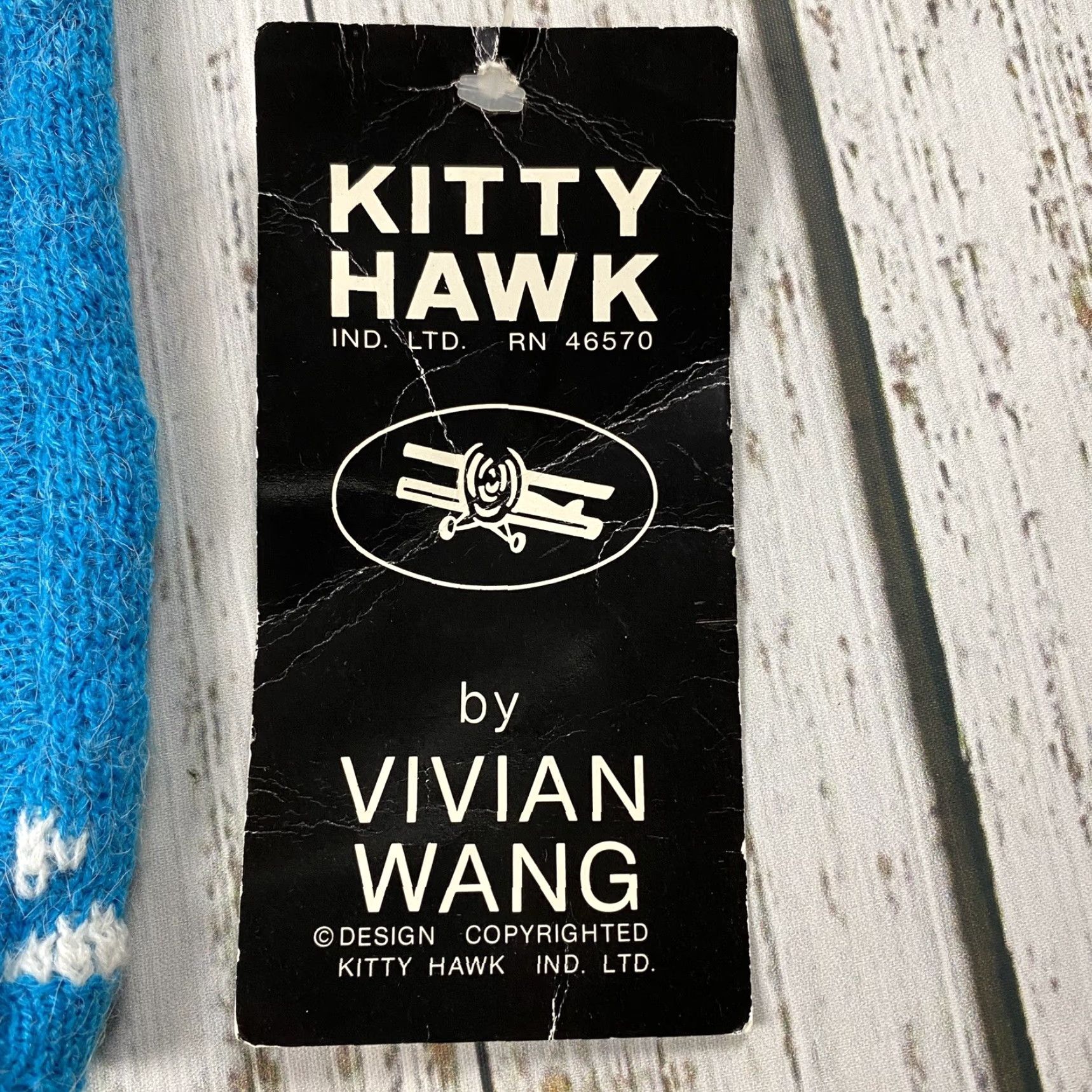 Vintage VINTAGE Kitty Hawk Vivian Wang Hand Knit Sweater Women L Acrylic Nylon Blue 80s 90s Pullover Mock Neck Size L / US 10 / IT 46 - 2 Thumbnail