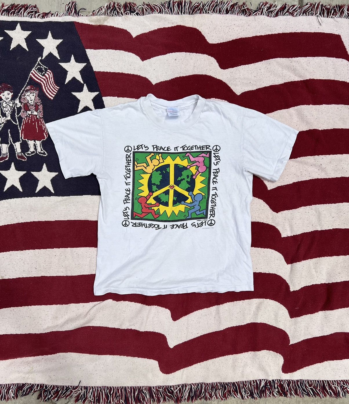 Hanes × Vintage 90s Lets Peace It Together Art Tee Size US M / EU 48-50 / 2 - 1 Thumbnail